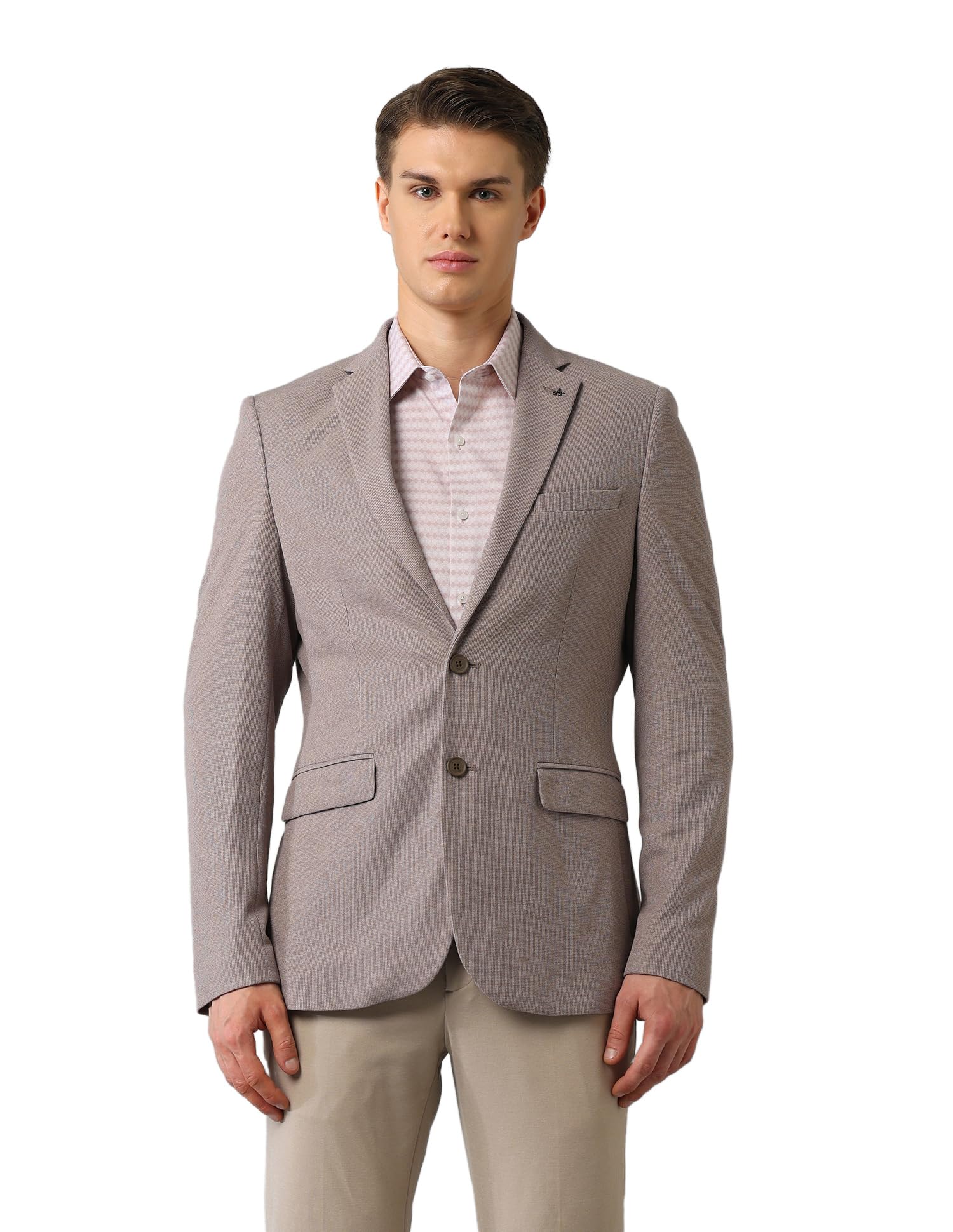 arrow Mens Brown Solid Long Sleeve Slim Blazer-picture-42