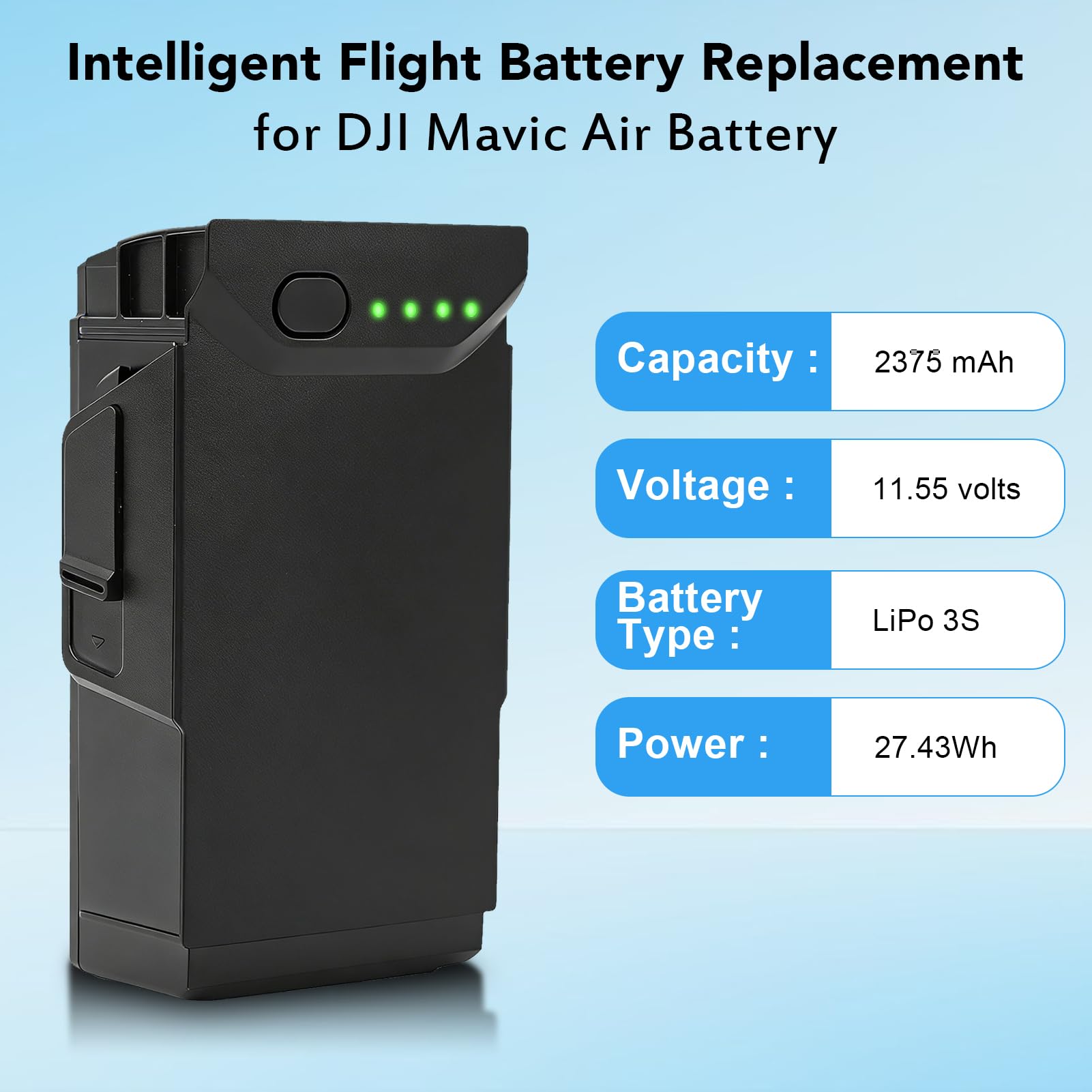 Batterie de Vol Intelligente, pour Air 1, Batterie de Rechange Rechargeable 2375 MAh, Accessoire de Drone pour Drone Air 1, Temps de Vol de 46 Minutes