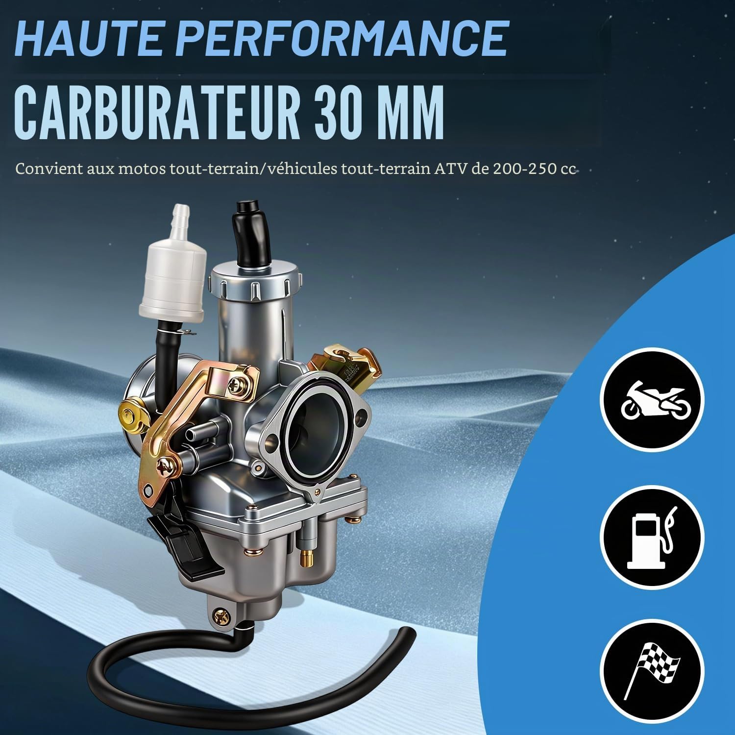 Carburateur Moto,Carburateur 30mm PZ30 pour moteur CG 4 temps 200cc 250cc | pour Pit Bike Dirt Bike Go Karts ATV Quad Motos avec