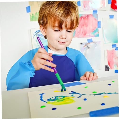 Miniatura 8 de 2Pcs Artist Apron Long Sleeve Painting Smock with Pocket for Ages Reusable Bib for Creative Mess Art Activities