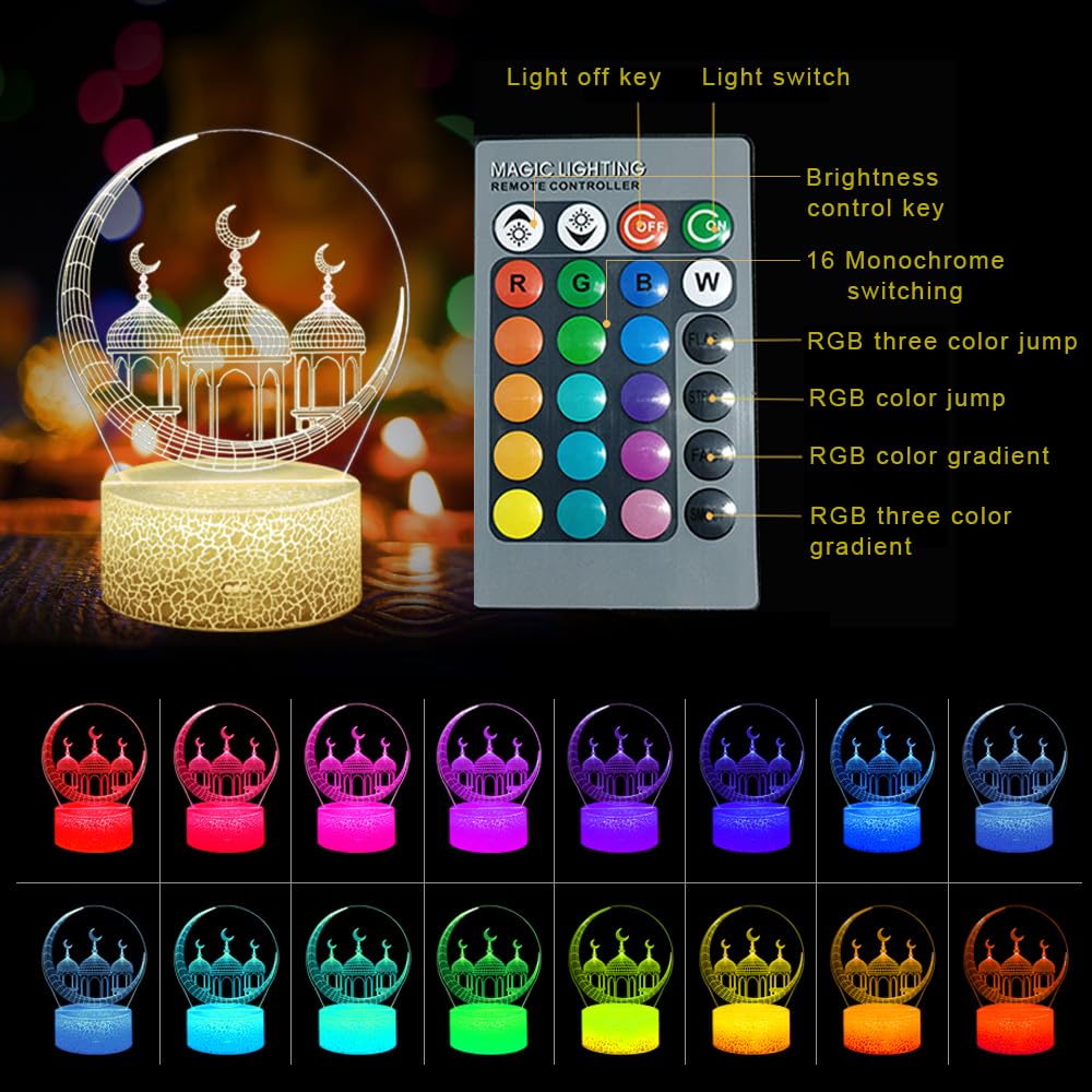 Lhdfyqt Ramadan Veilleuse LED Eid Mubarak - Décoration Acrylique Lumineuse Pour Aïd Et Ramadan