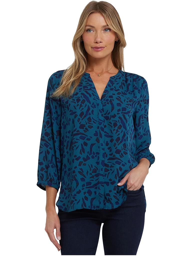 Blue NYDJ Pintuck Blouse