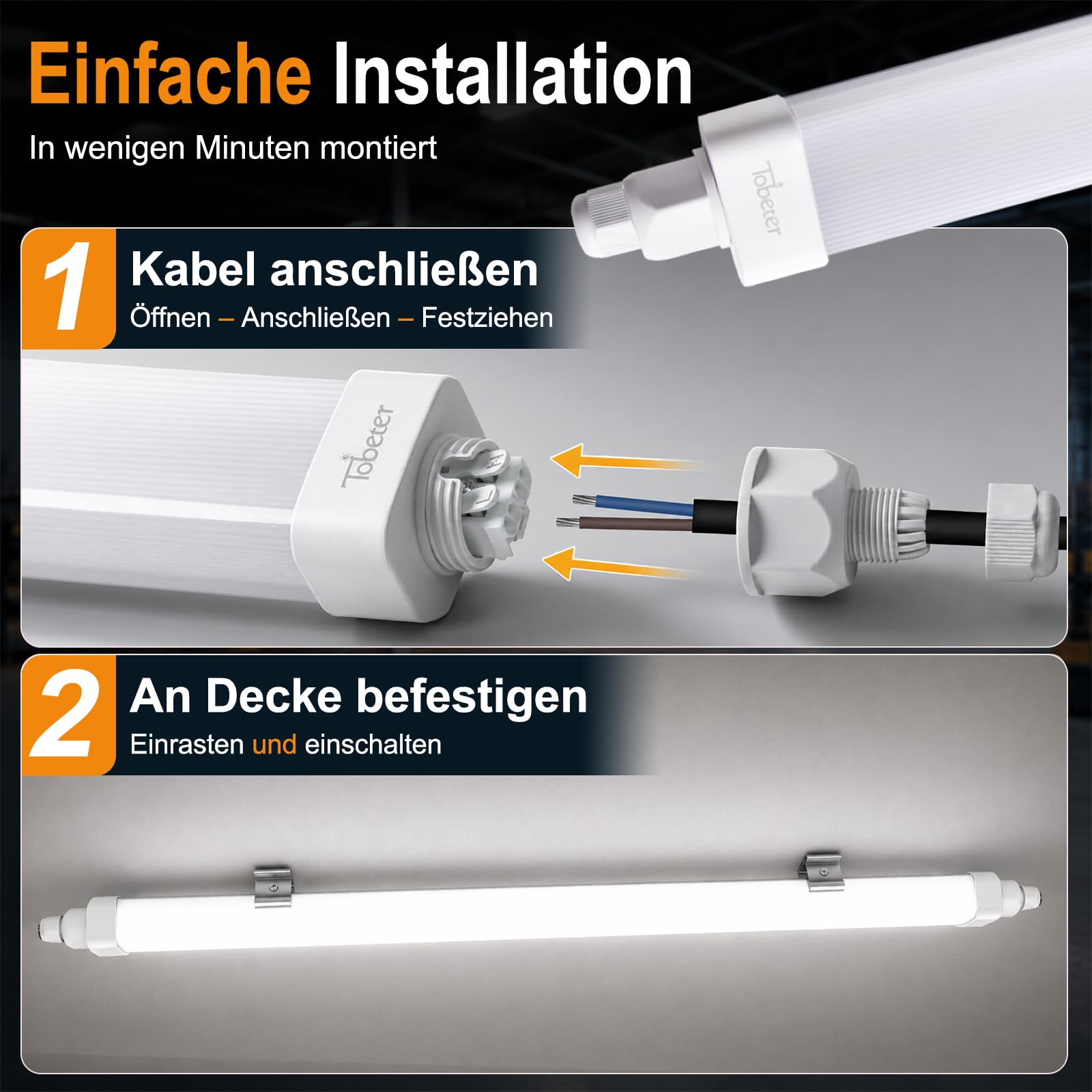 4 Stück LED Feuchtraumleuchte 150cm, 45W 4500LM Neutralweiß 4000K LED Feuchtraumlampe Röhre Wannenleuchte Deckenleuchte für Garage Keller Büro Feuchtraum, IP65 Wasserfest