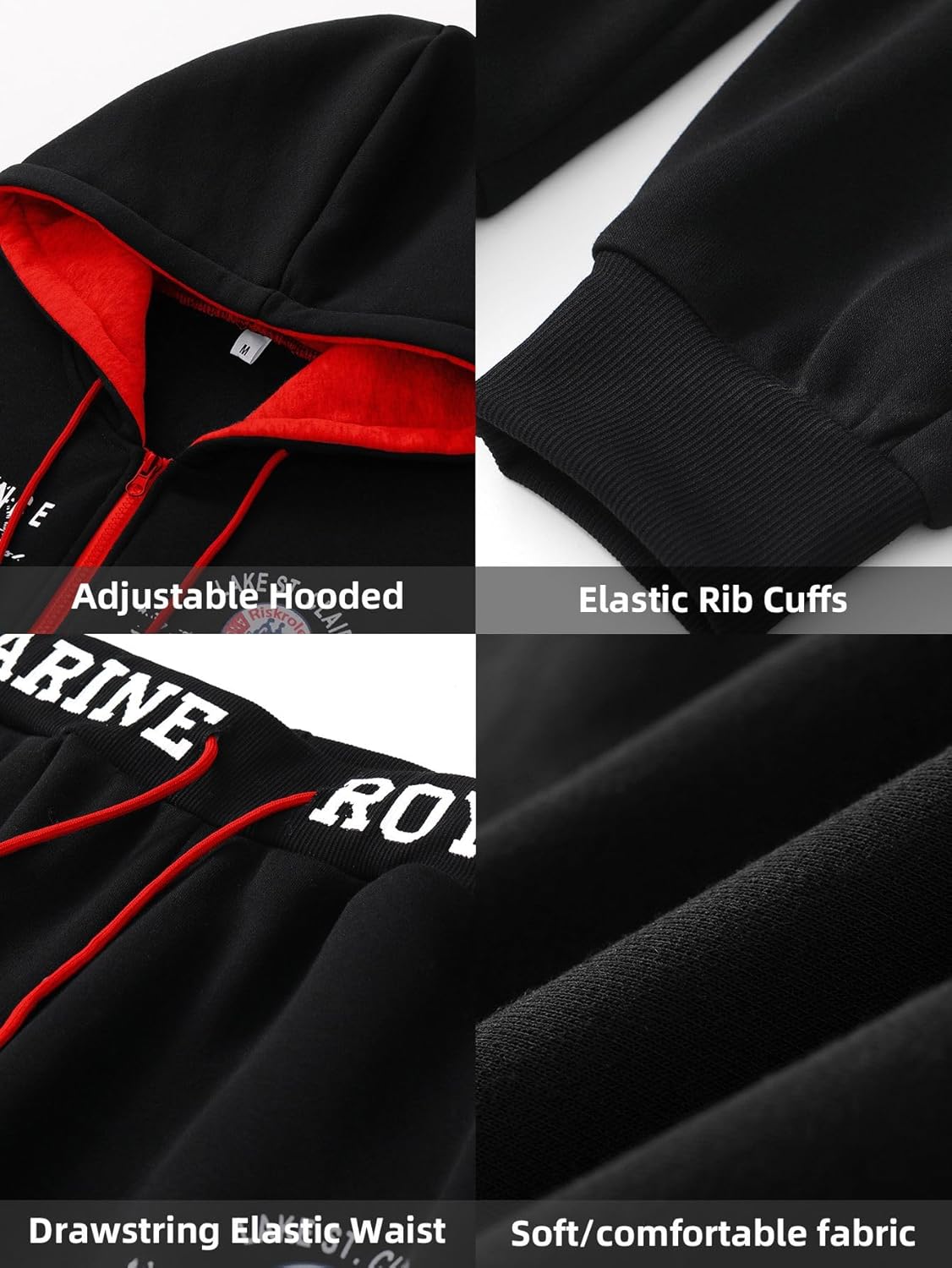 Men’s Hoodie Tracksuit Set 2 Pieces Casual Athletic Warm Sweatsuits Zip up Outfits - Image 5