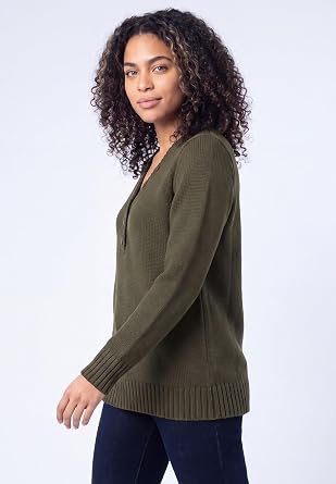 ellos Button Y-Neck Sweater