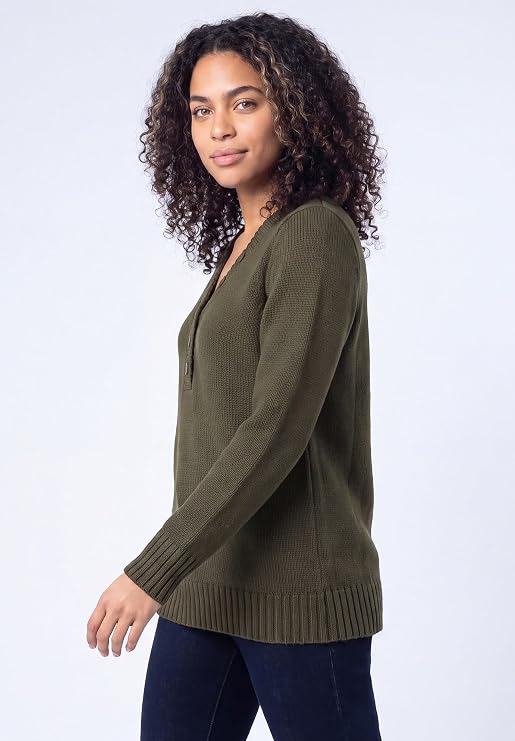ellos Button Y-Neck Sweater