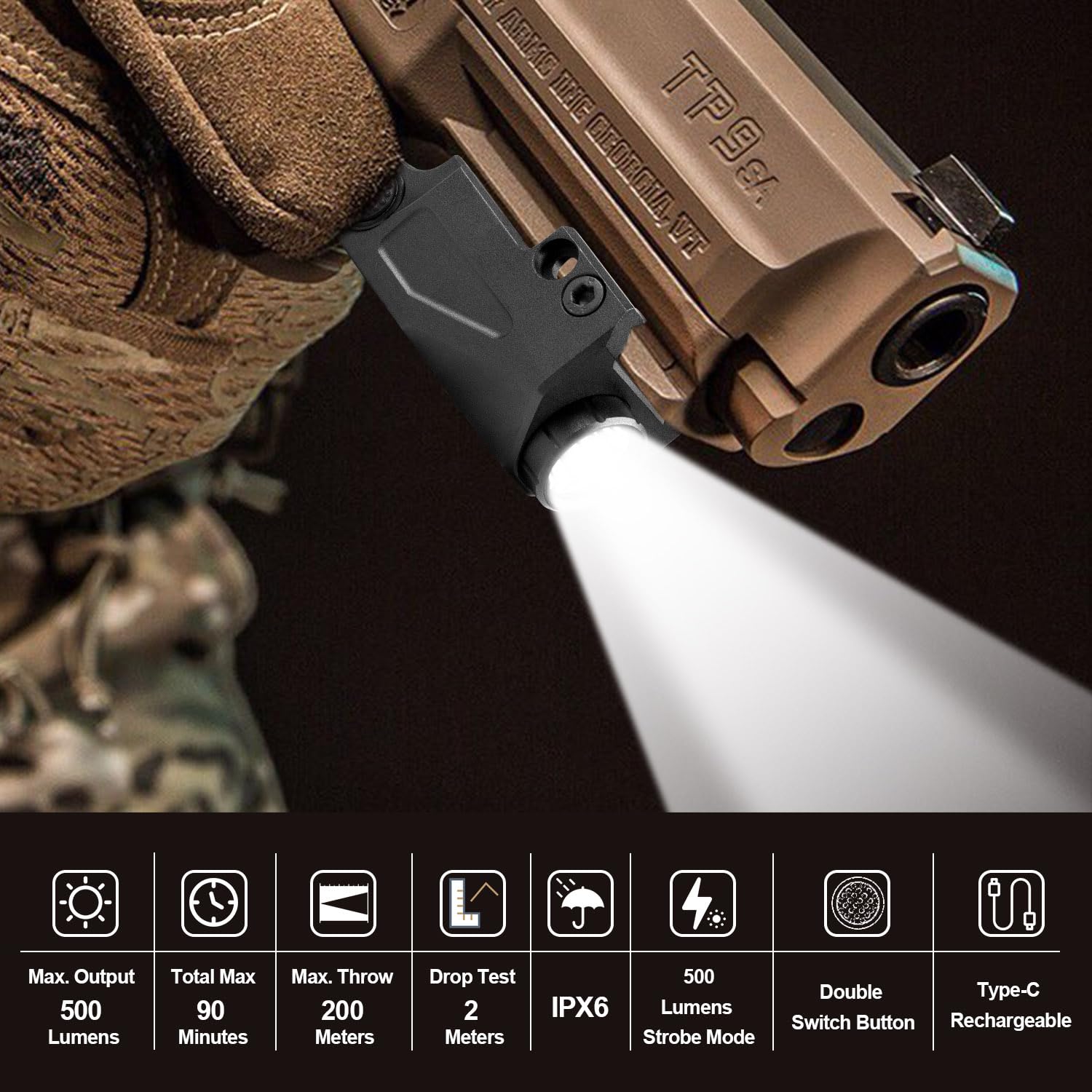 Army Surplus Flashlight SOLOFISH 800 Lumen Tactical Flashlight | Rechargeable USB Rail Light For Pistols, Rifles & Shotguns | Picatinny Mount Rechargeable Gun Light Picatinny Mount Army Surplus Flashlight SOLOFISH 800 Lumen Tactical Flashlight | Rechargeable USB Rail Light For Pistols, Rifles & Shotguns | Picatinny Mount Rechargeable Gun Light Picatinny Mount