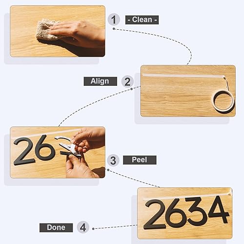 Miniatura 6 de Números de buzón negros  Números adhesivos de casa para exteriores, números de dirección de 5 pulgadas para casa de apartamento, puerta de granja,