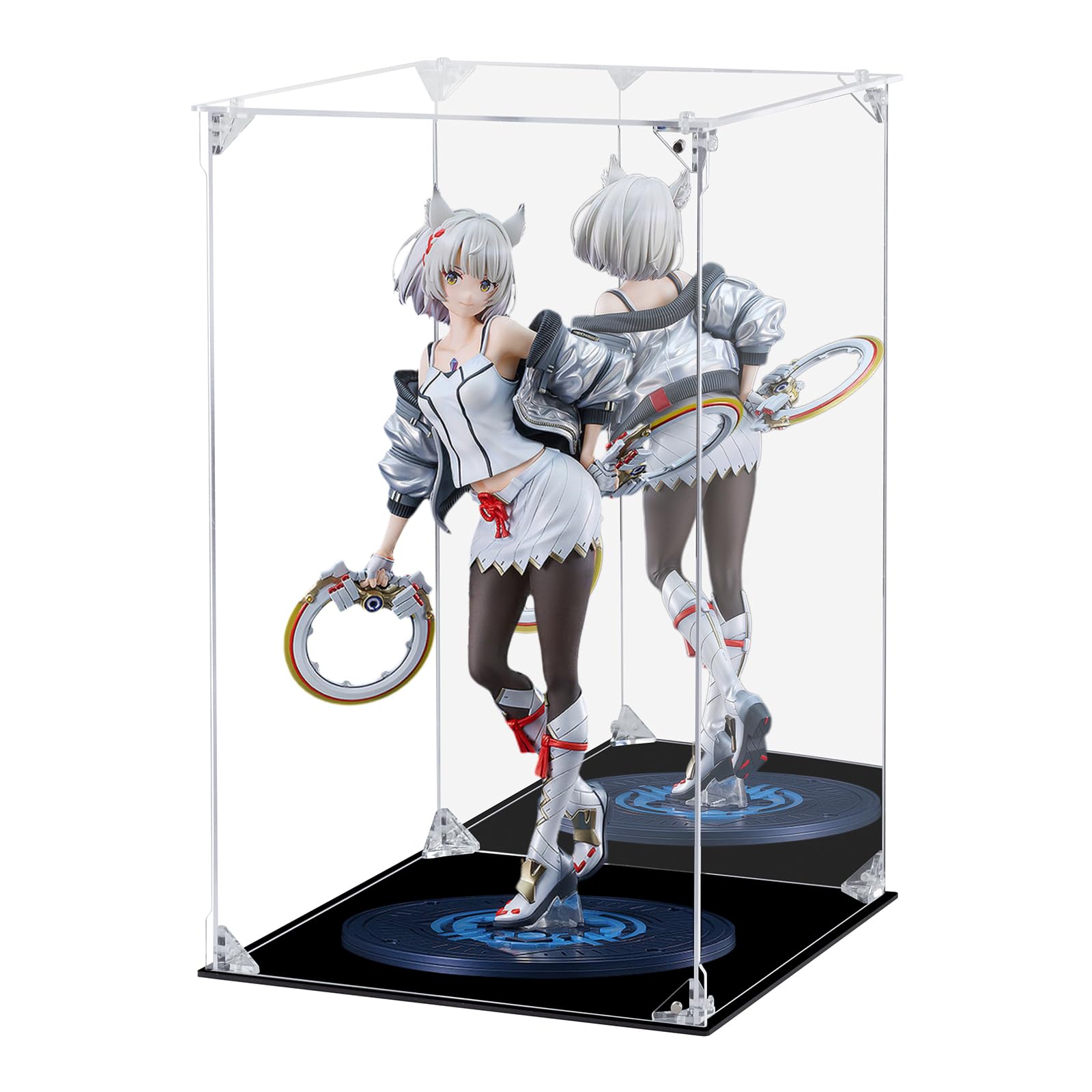 Vitrine en acrylique transparent pour objets de collection à assembler avec dos miroir, boîtier en verre alternatif pour figurines Lego (25 x 25 x 40 cm)