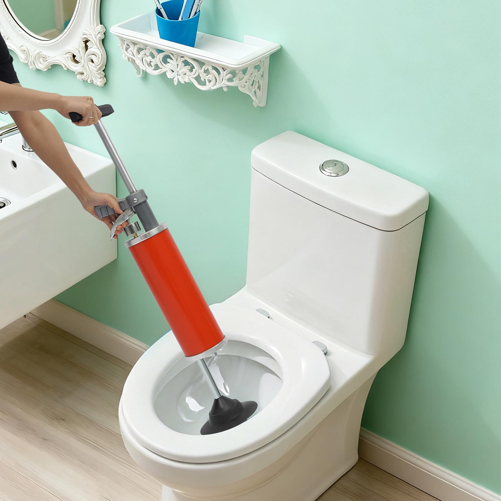 Bomba de limpieza de tuberías para baño y cocina con manguera de 60 cm