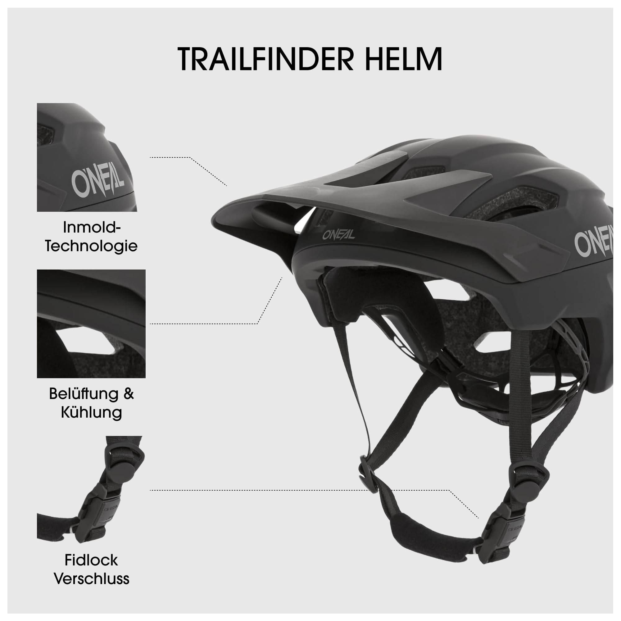 O'NEAL Casco de Bicicleta I Casco de Bicicleta de Montaña con Orificios de Ventilación I Certificación de Seguridad EN1078 I Casco Trailfinder Split V.20 I Casco MTB | Negro | Talla S/M