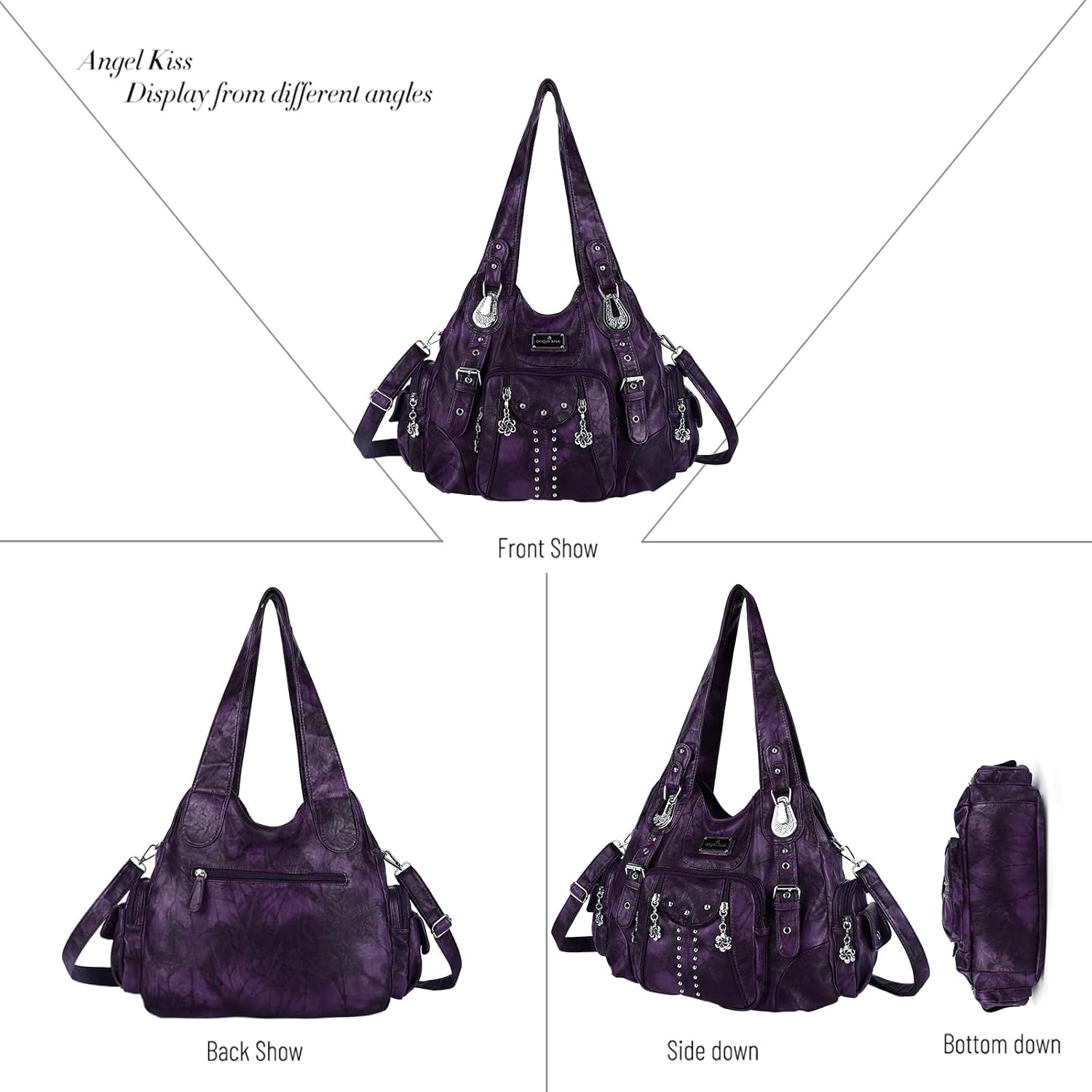 Angel Kiss Purses for Women Soft PU Leather Large Hobo Bags for Women Shoulder Bag | Soft, PU Leather, Large, Soft, PU Leather, Large - Image 4