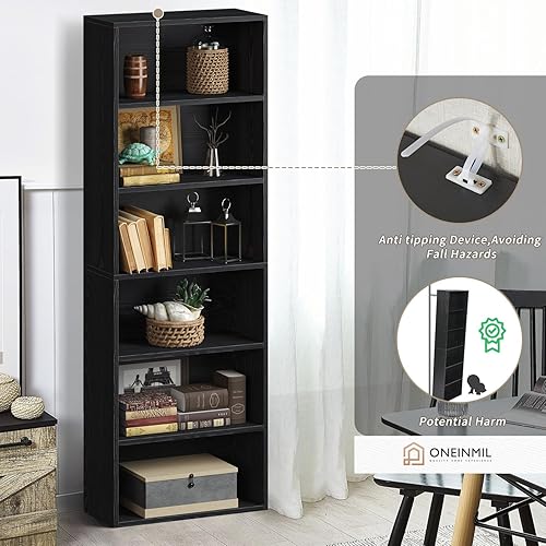 Miniatura 3 de neinmil - Juego de 2 estanterías de pie de 6 niveles de alto, estante de almacenamiento de exhibición, muebles decorativos para el hogar, adecuado