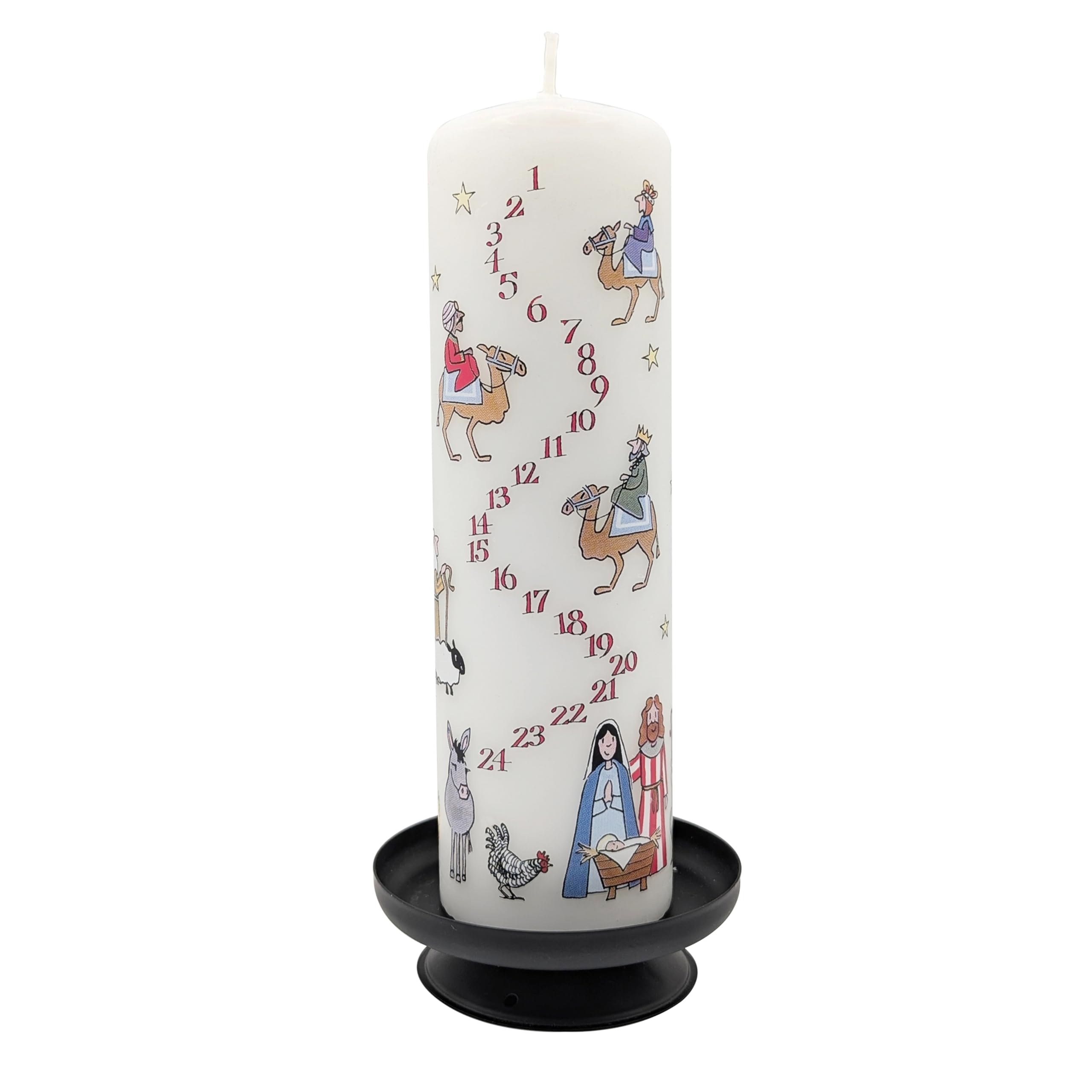 Alison Gardiner Men's Multi-Colored The Nativity Advent Pillar Candle – Unscented Wax Christmas Countdown, 70Hr Burn, Handmade In Uk – Festive Candle For Table, Mantelpiece & Seasonal Décor