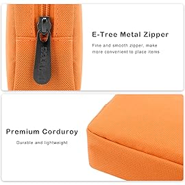 E-Tree Cute Small Makeup Bag,Cosmetic Toiletry Make up Skin Care Little Items Pouch for Purse,Zipper Mini Tech Charger Cable Electronic Organizer Case,Travel Accessories for Women Men Teen,Orange