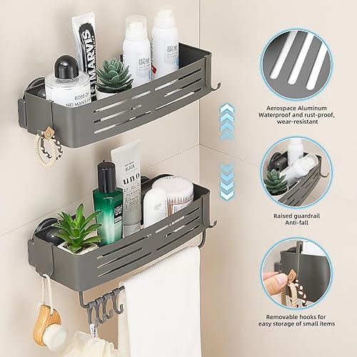 Miniatura 3 de Organizador de ducha con ventosa, organizador de ducha que ahorra espacio, estante de almacenamiento extraíble con gran capacidad, estantes de