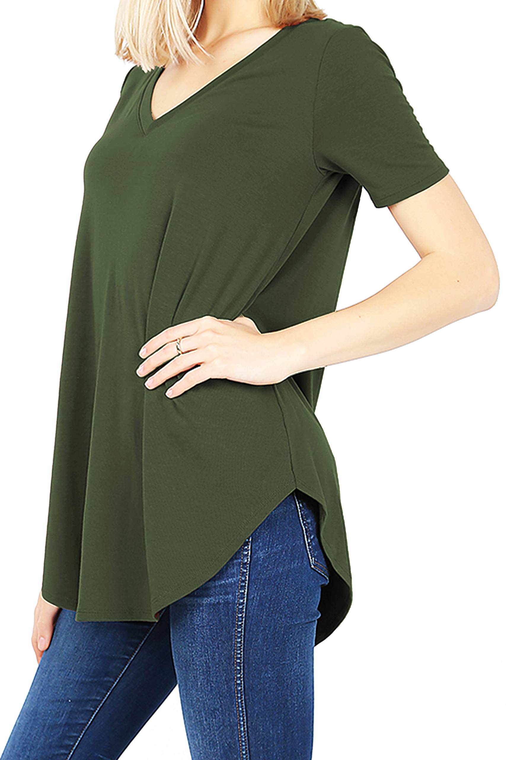 Women's Short Sleeve V-Neck Shirts Loose Tops Summer for Sexy T-Shirt Flowy Tunics Shirt Plus Size Casual Basic Tee S - 3XL