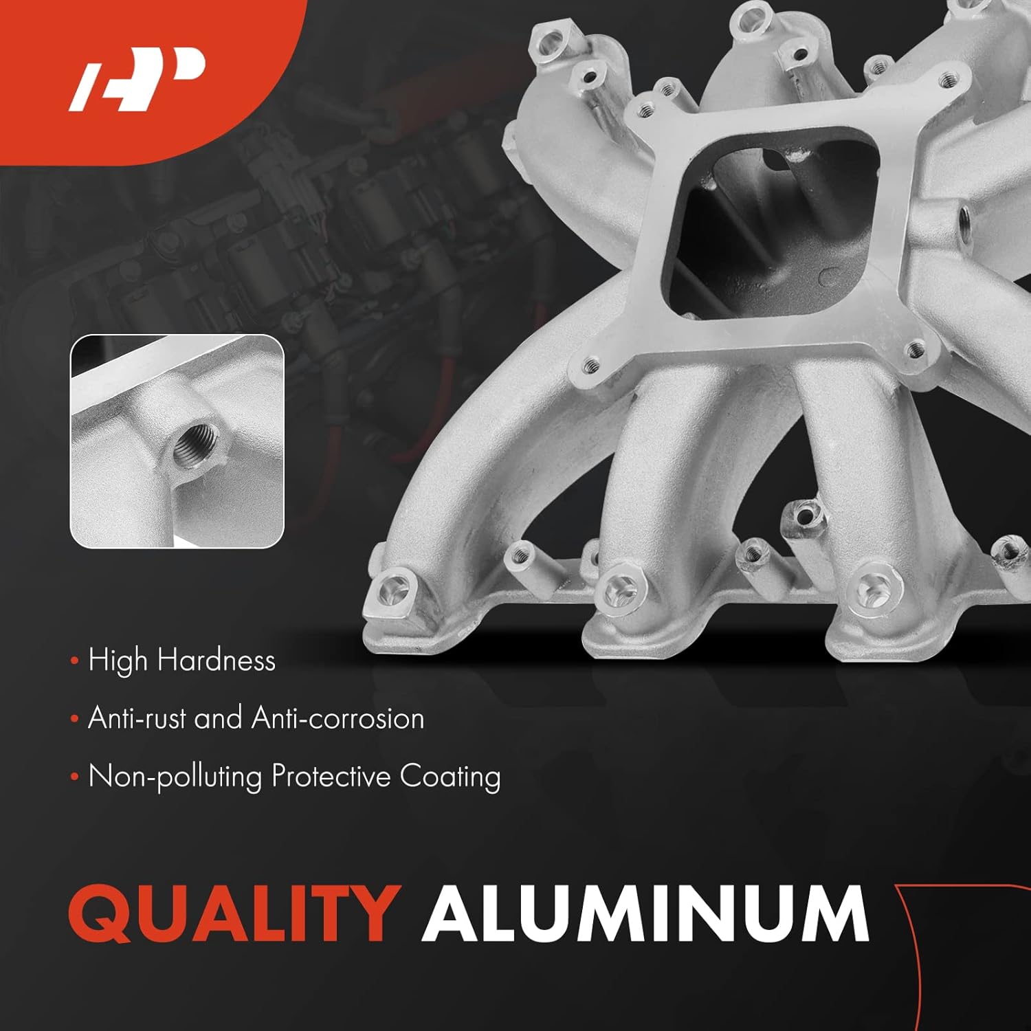 A-Premium Engine Aluminum Single Plane Mid-Rise EFI Intake Manifold Compatible with GM LS3 L92 Rectangle Port, 6.2L/376 - Cadillac Escalade & Chevrolet Camaro,Tahoe & GMC Yukon 2007-2008