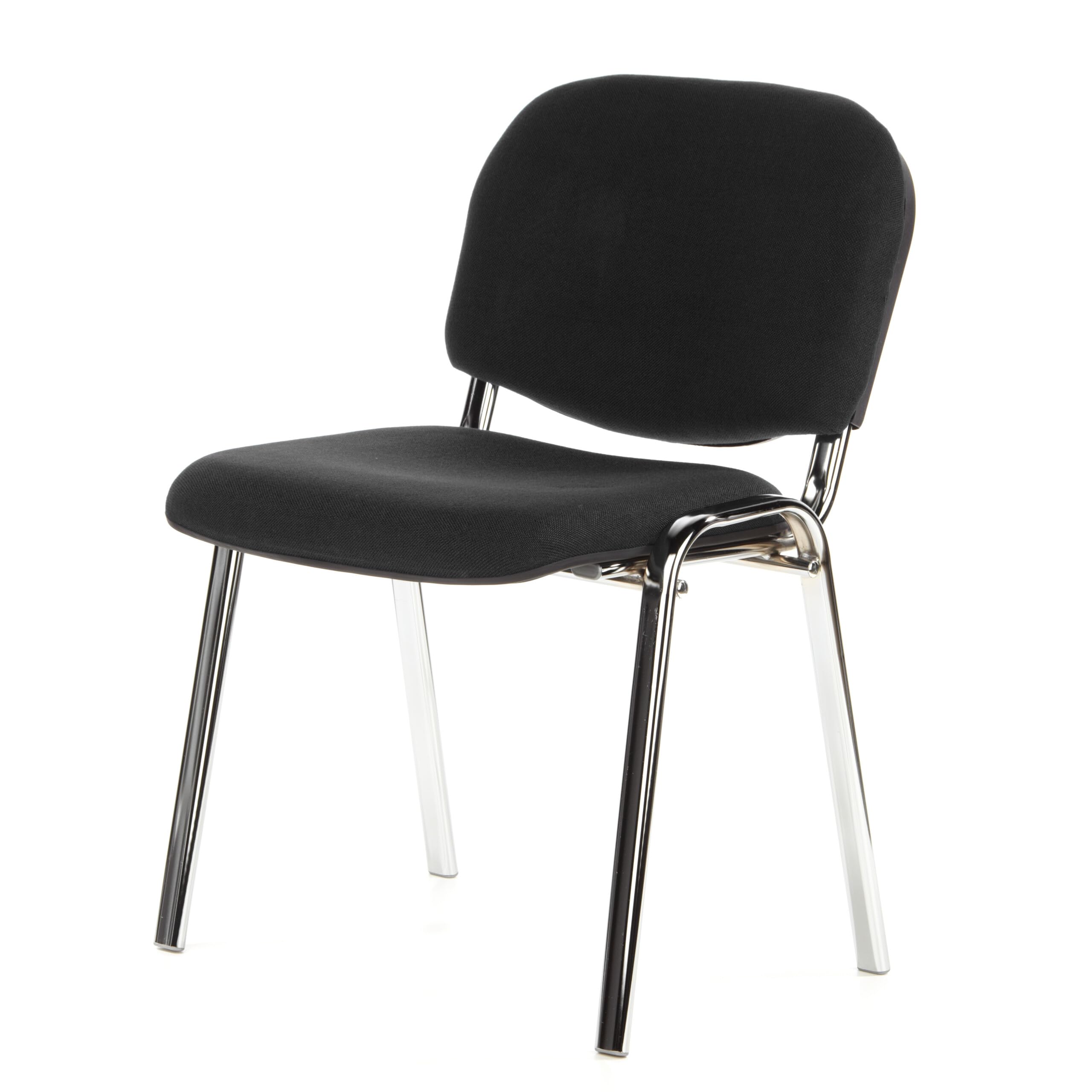 hjh OFFICE 704200 chaise visiteur, chaise de conférence XT 600 C en noir sans accoudoirs, siège empilable par 4, dossier capitonné, siège à 4 pieds, idéal pour les salles de réunion et salles d'attente