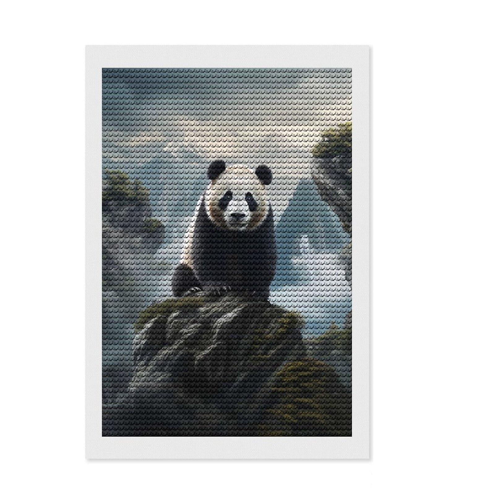 Junmoney Panda Mountains Round Drill Diamond Painting 8"x12", Fun Craft Experience, Modern Decor, for Craft Lovers, Holiday Gift Idea