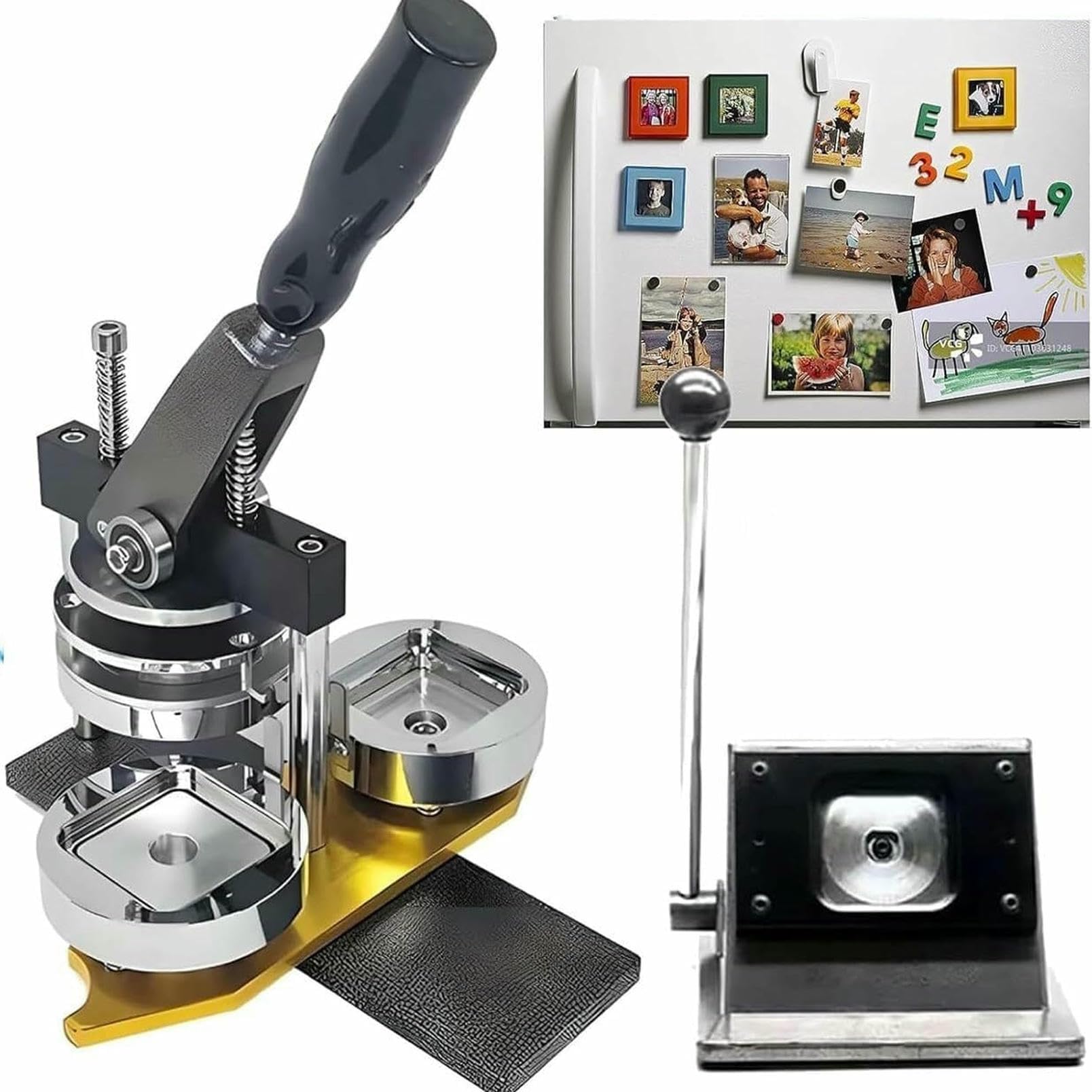ZXGRfdefa Badge maker, 50 * 50mmButton Badge Making, Metal Maker + Paper Cutter + 100pcs Component DIY Button