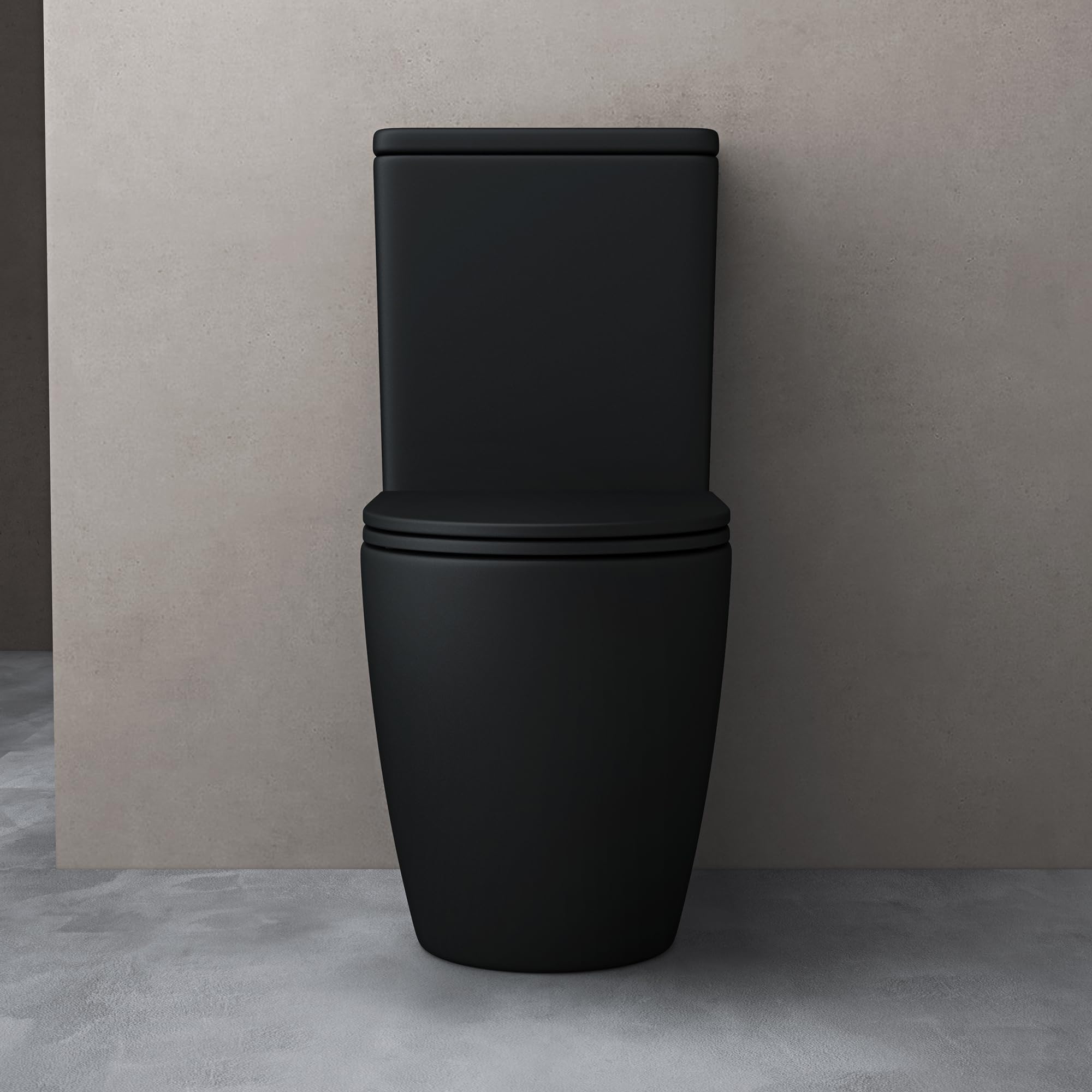 doporro WC à Poser Céramique avec Réservoir Noir Abattant Silencieux | Sans bride, Toilette avec Frein de Chute, Facile à Nettoyer, Stand179T