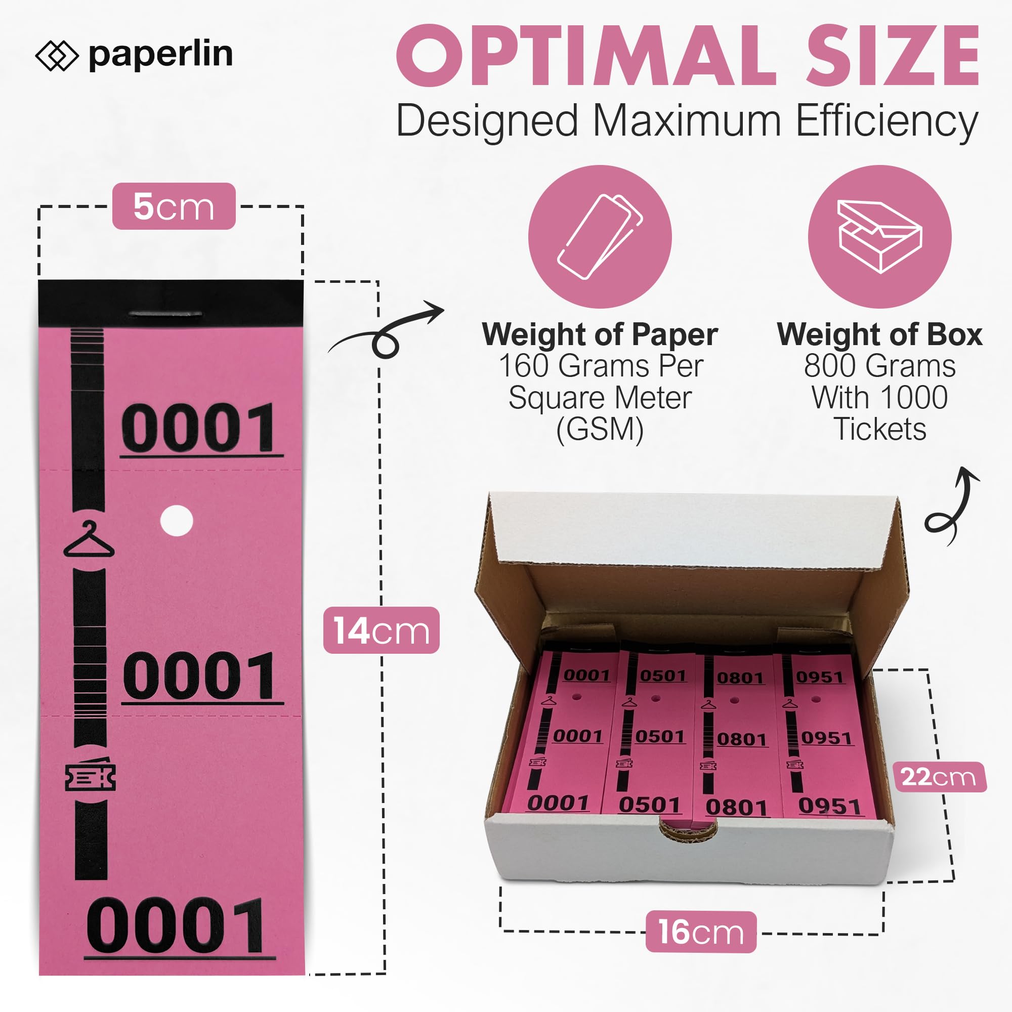 1000 tickets vestiaire numérotés - Carnets avec Talons, Vignettes Prédécoupés et Perforés - Idéal pour Événements, Organisations, Penderie, Garderobe, Consigne - 20 Paquets de 50
