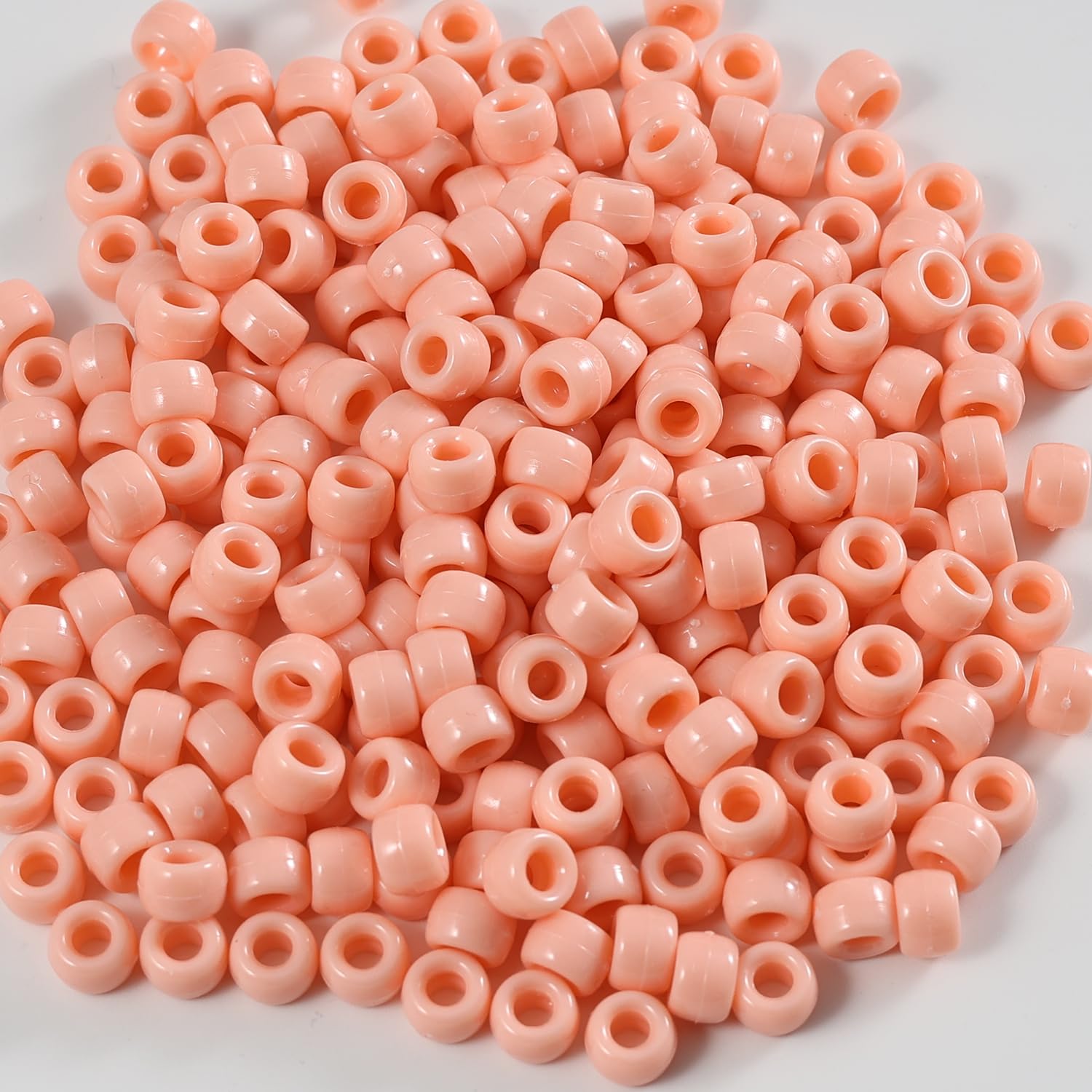 1000 Pcs Acrylic Pony Beads 6x9mm Bulk for Bracelet Necklace Jewelry Making Earring Hair Braiding Kandi Beads (Light Orange) - Image 2