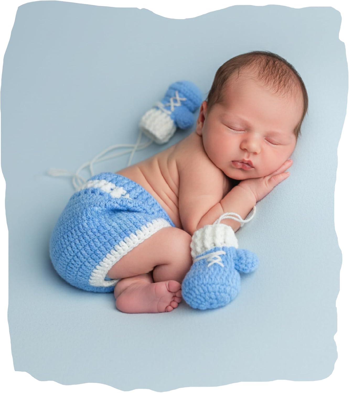Newborn Photoshoot Outfits Props for Boys Girls Crochet Boxing Champion Gloves & Shorts Set for Baby Photography