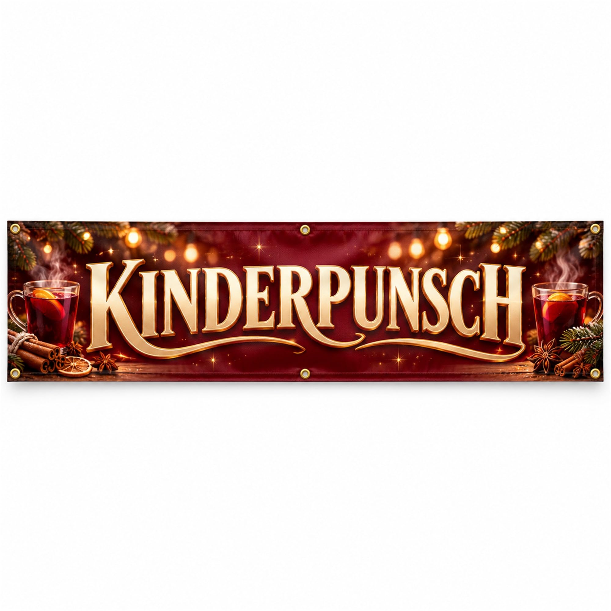 Kinderpunsch - Werbeplane 300x100 cm - 510 g PVC Banner Plane für Innen und Außen - wetterfest für Außenwerbung Innenbereich Geschäft Marktstand Veranstaltung Gastronomie