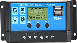 Anern 30A Solar Charge Controller 12V/24V Auto Charge Controller PWM Solar Panel Battery Intelligent Regulator with Dual USB Port Output & LCD Solar Controller Display for Home Industry