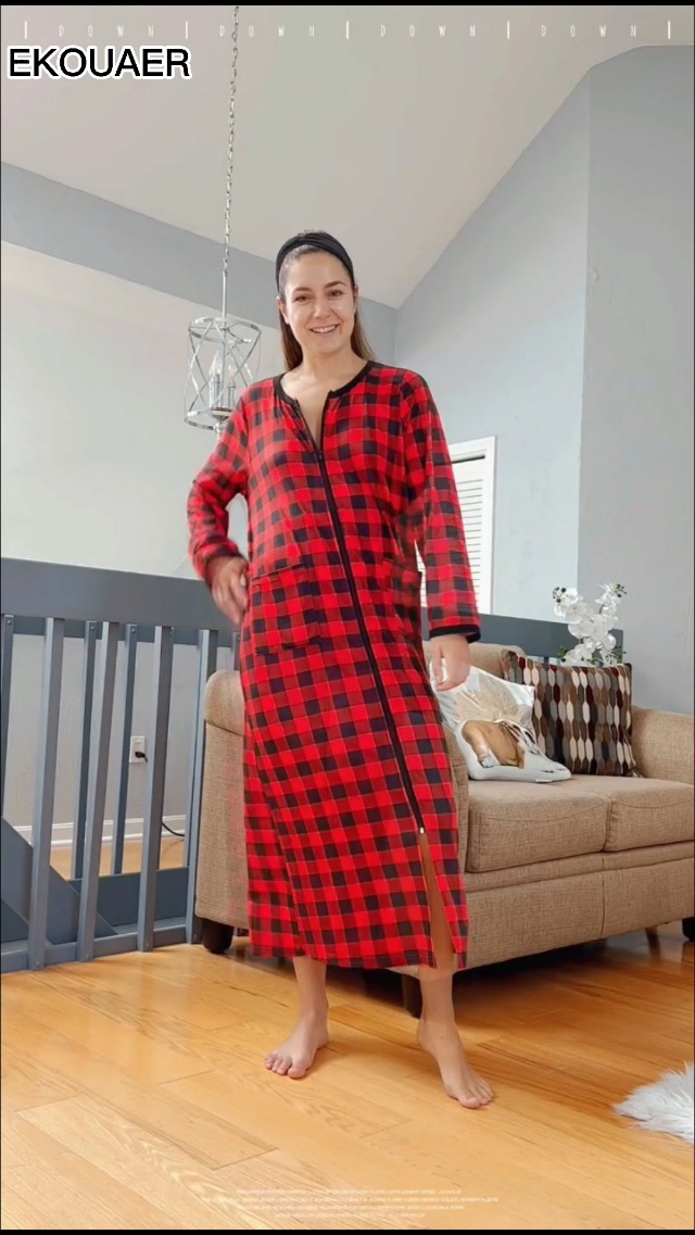 Bathrobe Zipper House Dress Ekouaer Zipper Full Length Robes