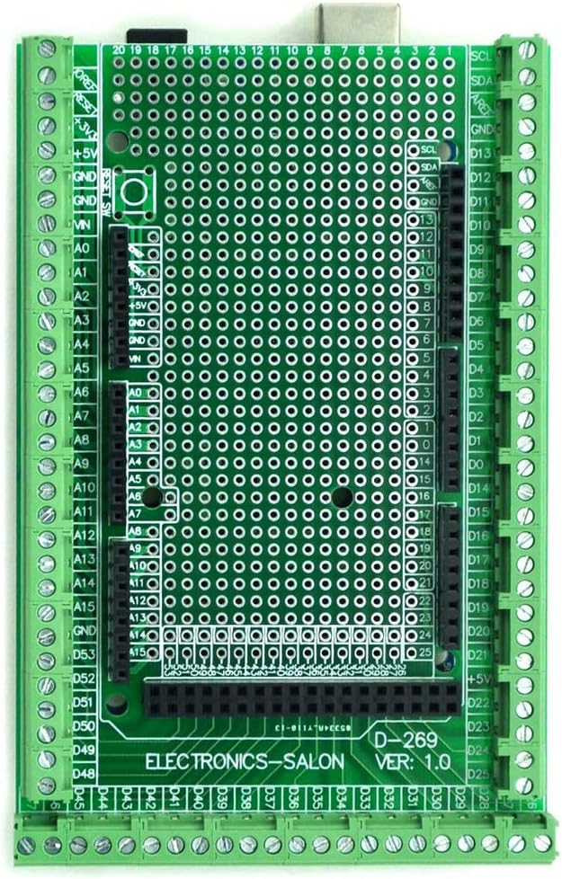 Electronics-Salon Prototype Screw/Terminal Block Shield Board Kit for Arduino MEGA-2560 R3.
