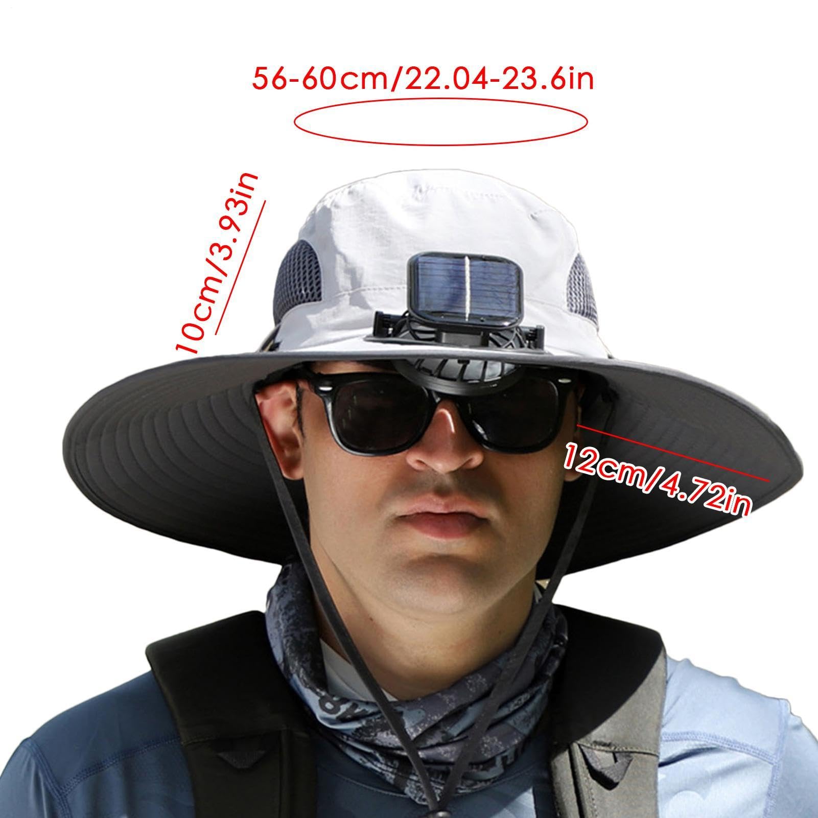 Cappello da sole con ventilatore solare, cappello a tesa larga | Ventilatore solare per esterni, cappello da pesca per viaggi all'aperto, campeggio, alpinismo, giardinaggio, golf