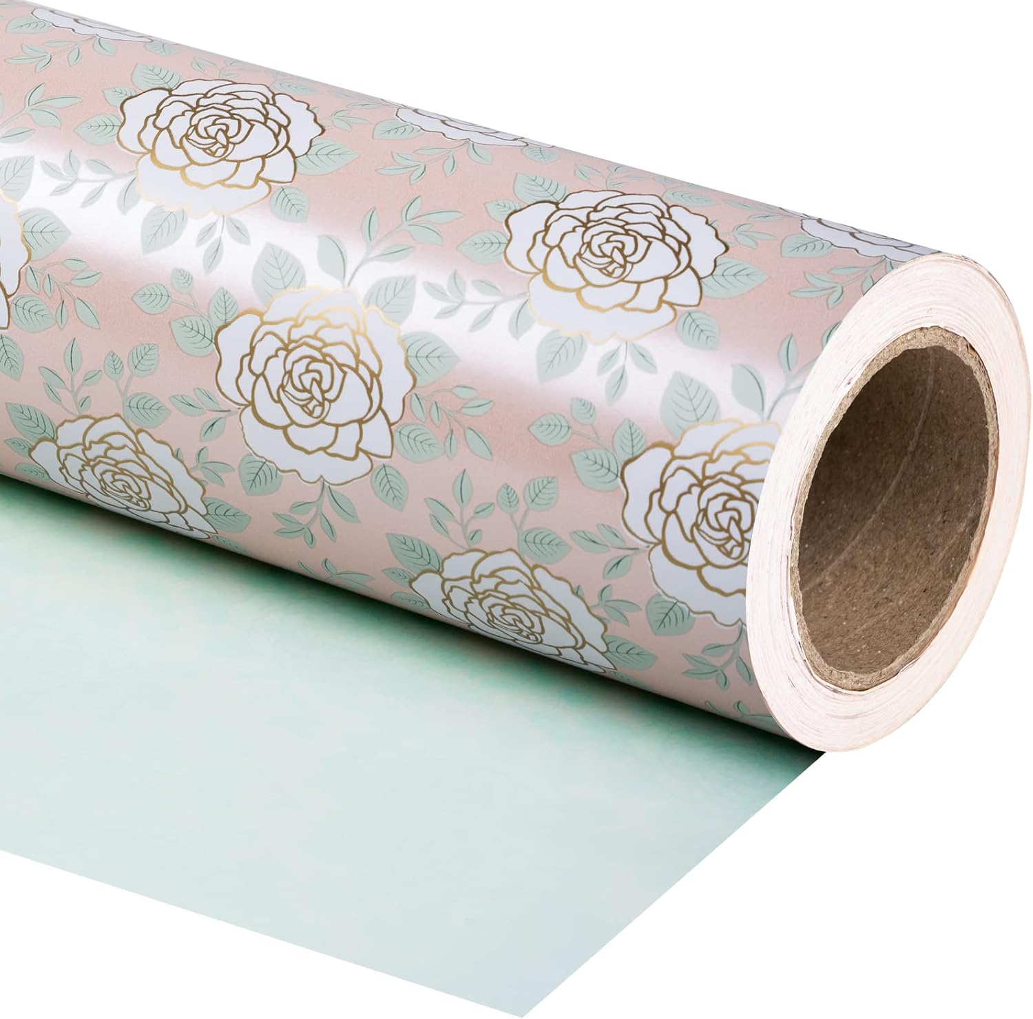 WRAPAHOLIC Reversible Wrapping Paper Roll - 30 Inch X 100 Feet Jumbo Roll Beautiful Rose Design, Perfect for Wedding, Valentine's Day, Mother's Day and More Occasions