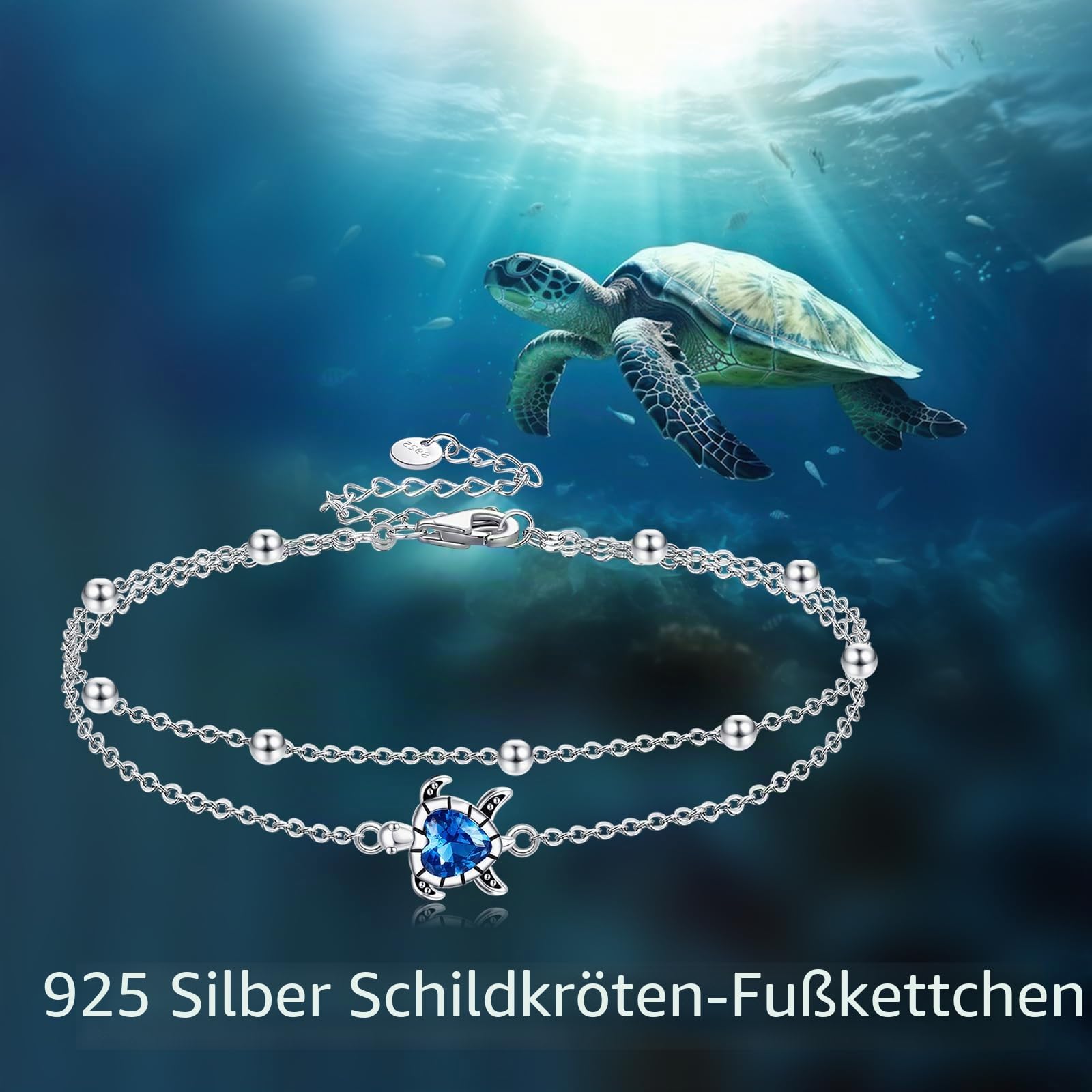 POPLYKE Herz/Anker/Meeresschildkröte/Seestern/Keltisch/Walschwanz/Biene Armband Fußkettchen für Damen 925 Sterling Silber Fußkettchen Jewllery Doppelschichtige Kette für Damen
