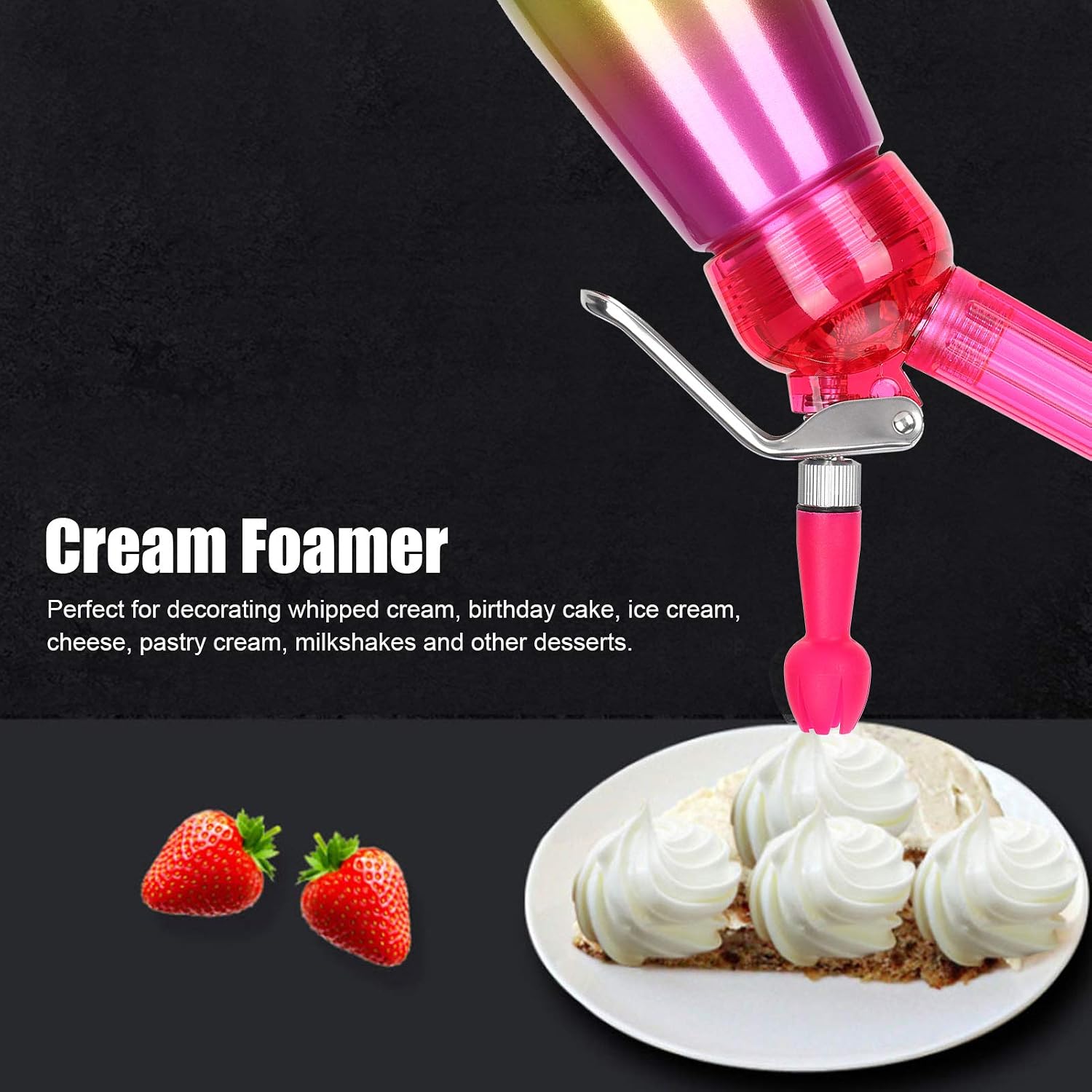 Cream Whipper, Professional Whipped-Cream Dispenser Heavy Duty Aluminum Cream Dispenser with 3 Decorating Nozzles for Cake Dessert DIY Homemade Cream Maker(500ml)