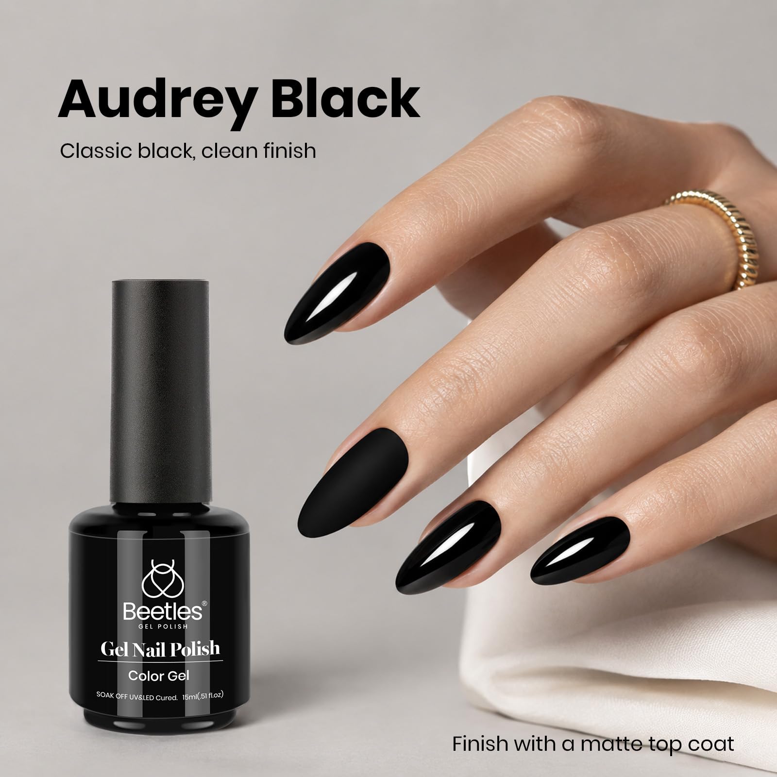 Amazon.com: Beetles Black Gel Polish, 15ml Soak-Off UV LED Audrey