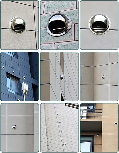 Miniatura 8 de KDDEON Vent Cap Rain Louver Cap Windproof Chimney Cap,304 Stainless Steel Ducting Ventilation Chimney Cowl,Outer Wall Air Outlet Range Hood Water