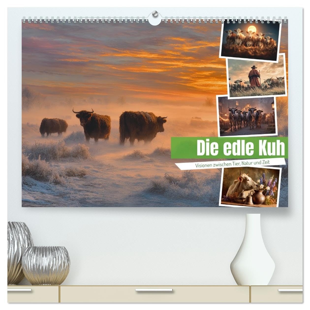 Die edle Kuh (hochwertiger Premium Wandkalender 2027 DIN A2 quer), Kunstdruck in Hochglanz: Dieser außergewöhnliche Kalender zeigt die Kuh als zeitloses Motiv barocker Kunst. (CALVENDO Tiere)
