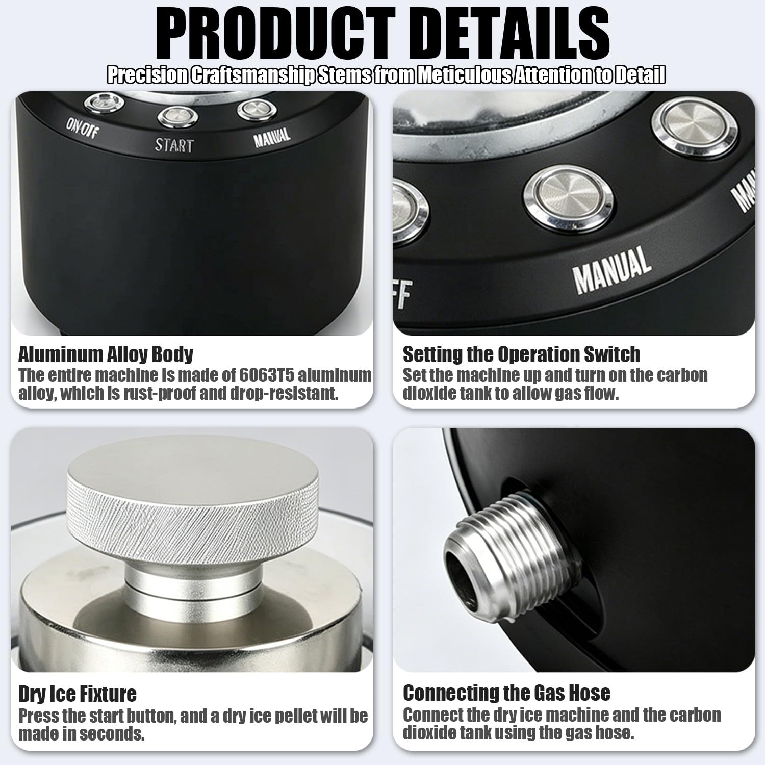Máquina portátil de Hielo seco, generador de Hielo seco de 20 W, Enfriador de Vidrio, Manual/automático, Control por Botones, fabricación rápida de Hielo en 10 Segundos.