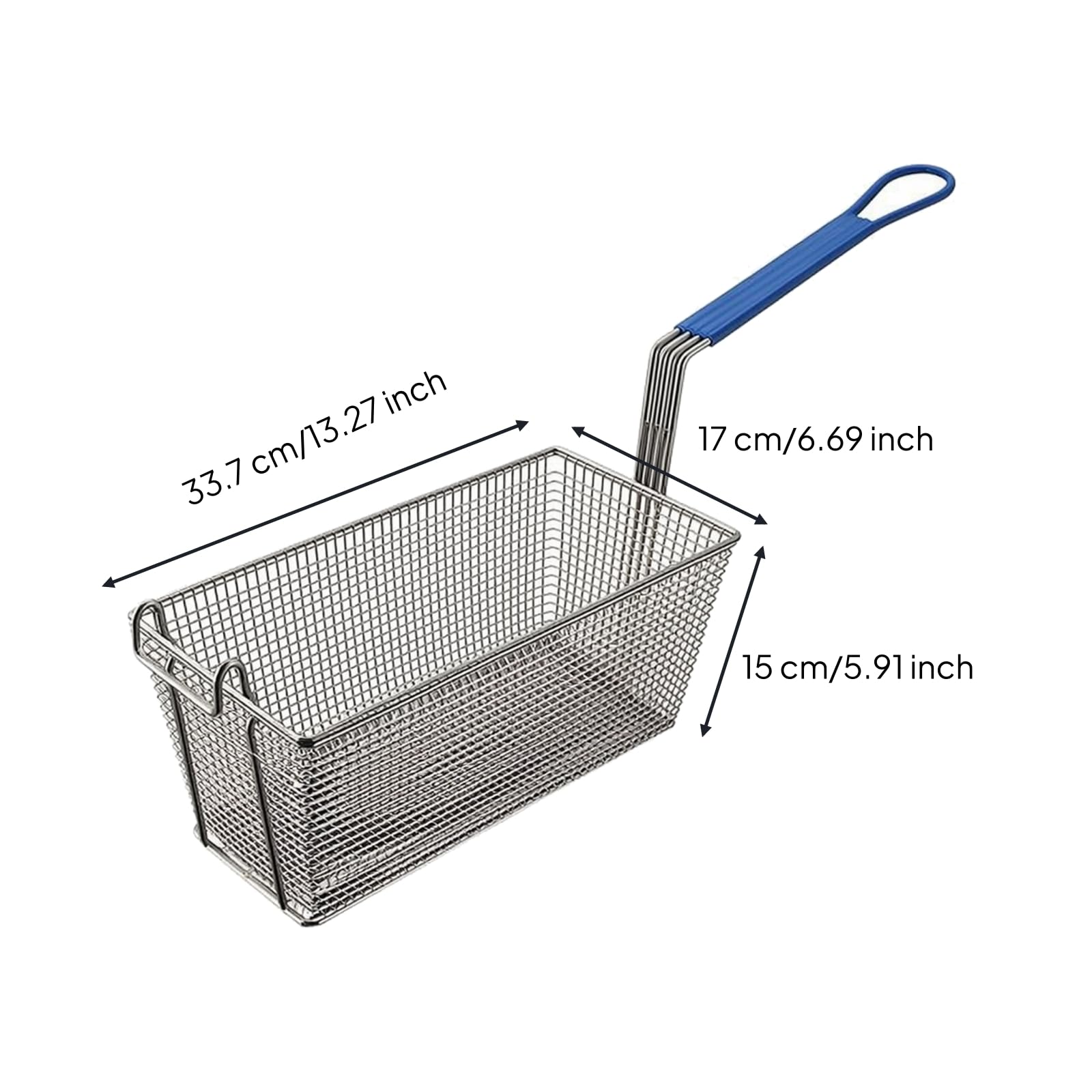 Ronyme Panier Friture Professionnel en Acier Inoxydable Ergonomique Panier Friture Poignée Longue Gain Place pr Cuisiniers, Traiteurs, 26A Frite Rectangulaire