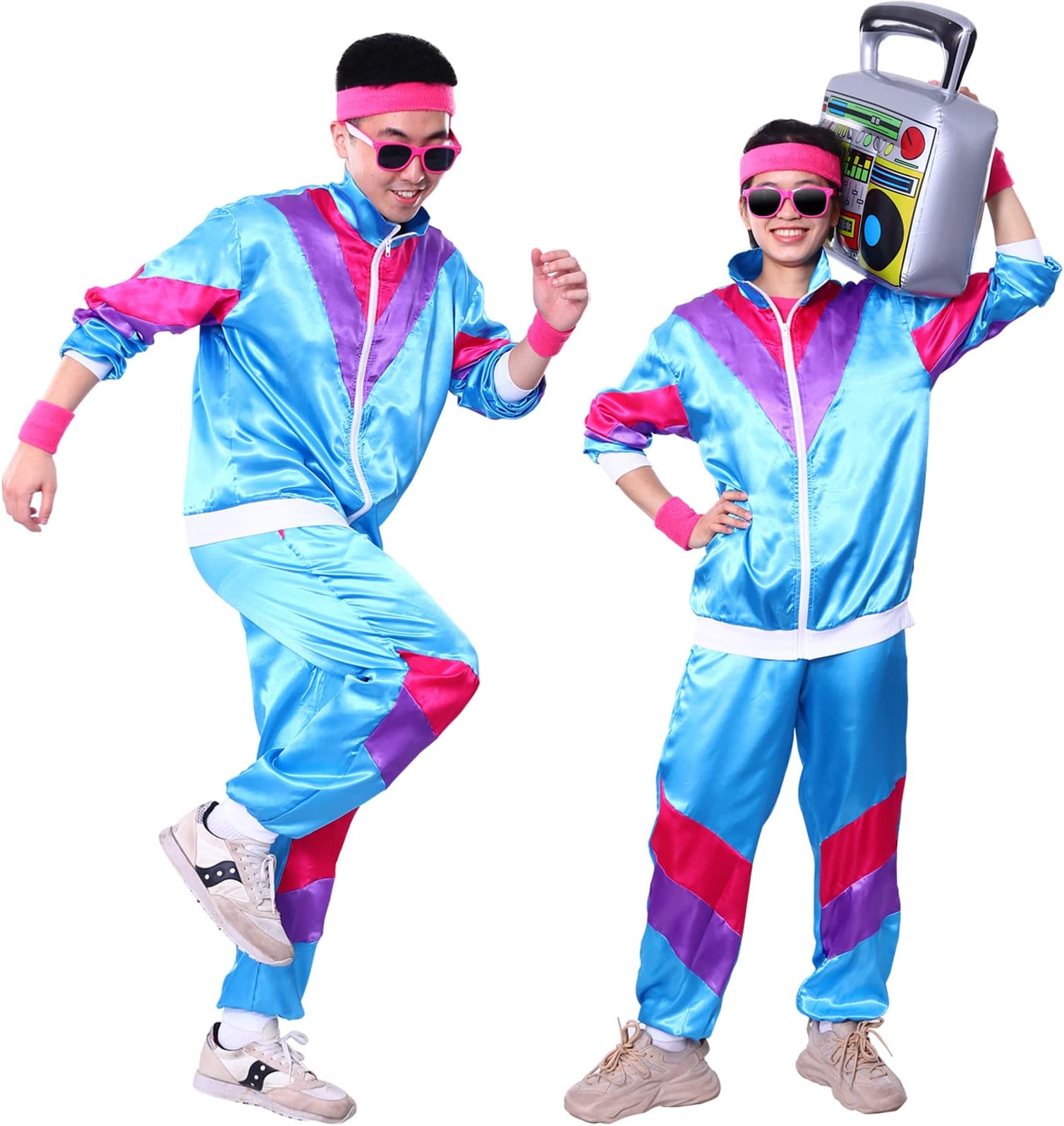 80s Costume Retro Tracksuit for Men 90s Hip Hop Costumes Shell Suit Disco Party Dress for Women