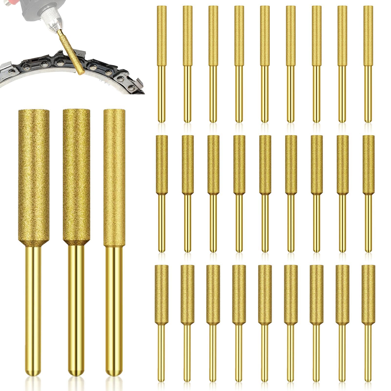 Afilador de Motosierra JVHLOV, 30 Piezas, Lima de Diamante para Cadenas de Motosierra, 3 Tamaños (4.0mm/4.8mm/5.5mm), Para Afilado y Pulido