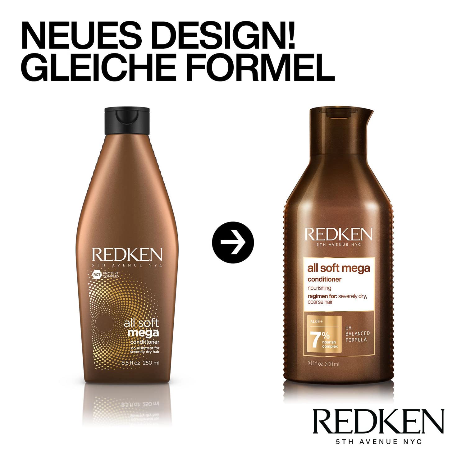 Redken | Spülung für trockene und brüchige Haare, Feuchtigkeit und Geschmeidigkeit, Sacha-Inchi-Extrakt & Aloe-Vera, All Soft Mega Conditioner, 300 ml
