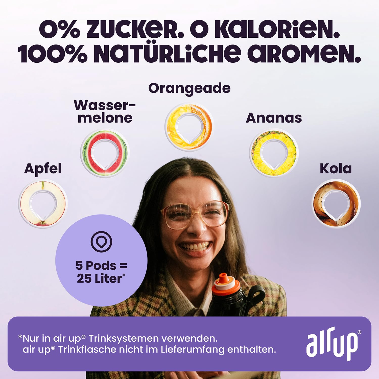 air up® Pods 5 Geschmacksrichtungen im Probier-Set Flavor 5 | Duft-Pods für 25 Liter Wasser mit zuckerfreiem Geschmack: Kola, Wassermelone, Orangeade, Apfel & Ananas I für original air up® Flaschen