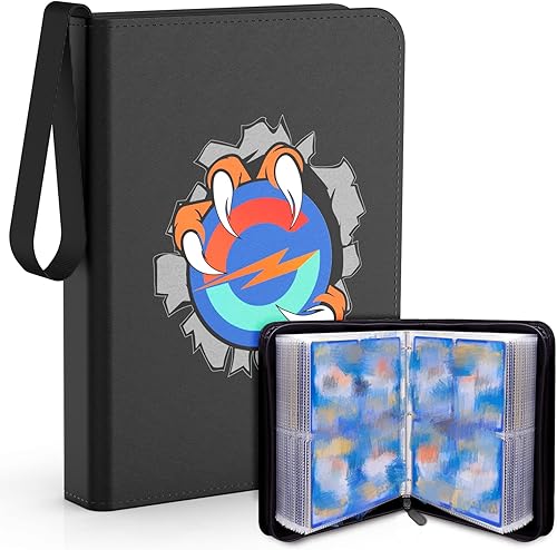 Carpeta para tarjetas coleccionables de 4 bolsillos se adapta a 400 tarjetas con 50 fundas extraíbles álbum de carpeta de tarjetas con cremallera