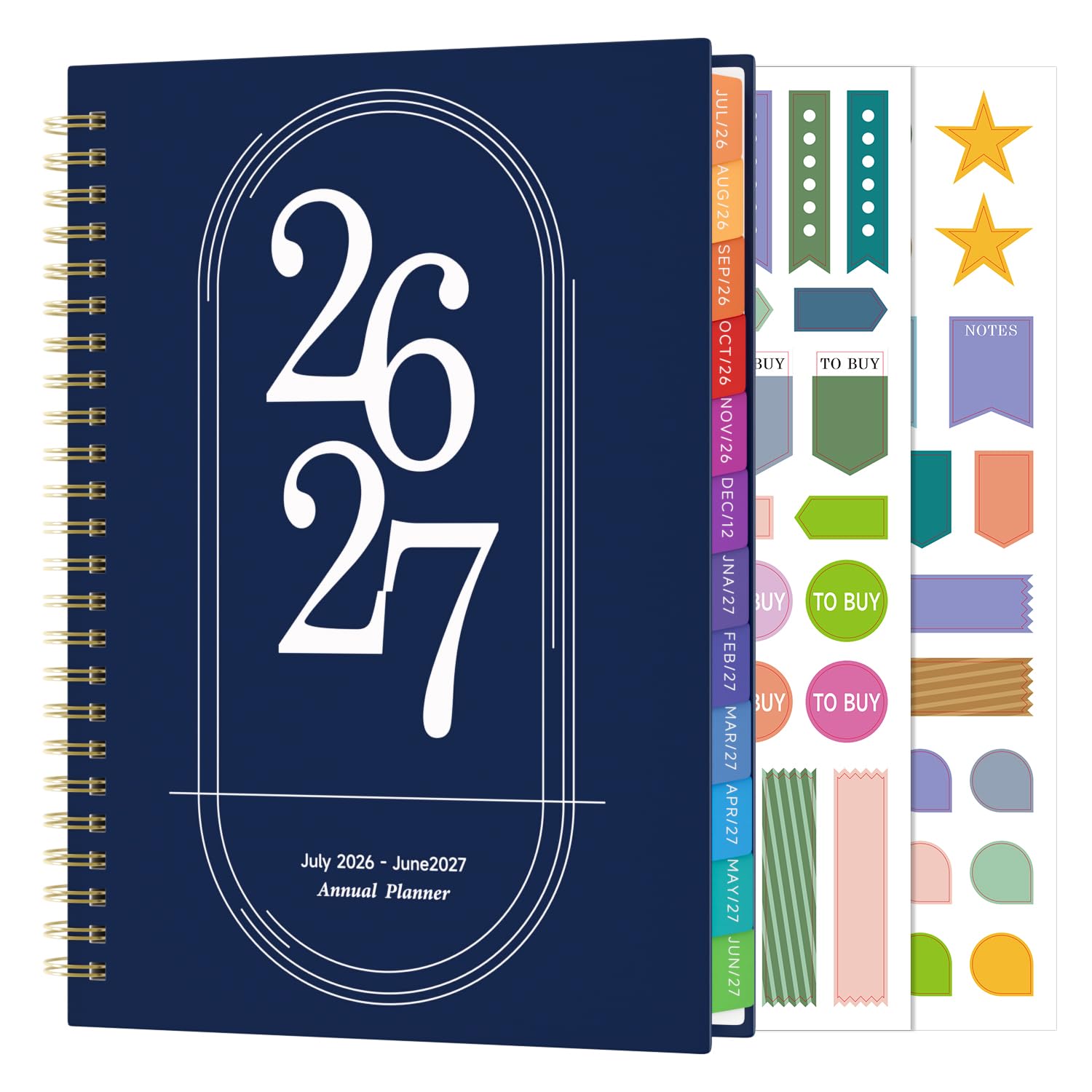 Academic Diary 2026-2027 Week to View A5, July 2026 - June 2027, To Do Weekly Planner 2026-2027 with Colourful Tabs, Hardcover, Spiral Twin-Wire Binding for School Teachers