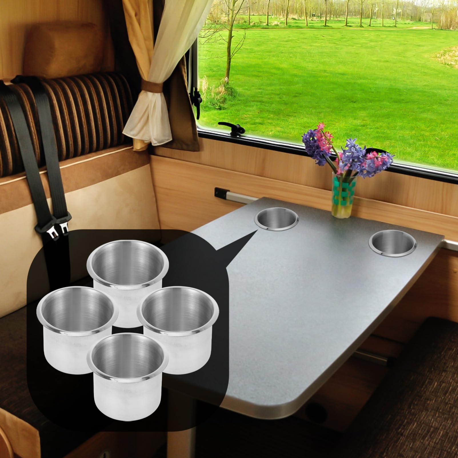 4 Stück Boot Getränkehalter Einbau Cup Holder für Tisch Rv Yacht Robuste und Langlebige Halterung für Getränke Installieren Entfernen Wiederverwendbar