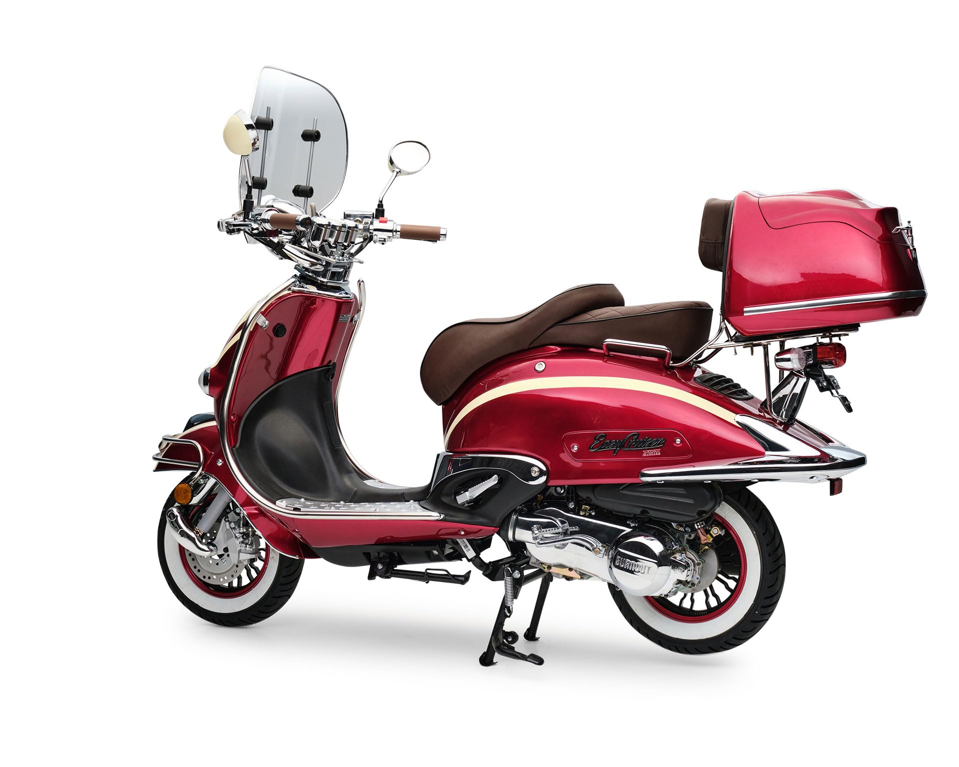 Burnout EasyCruiser Artemis Motorroller 125 ccm, 85 km/h, Rot Beige Metallic, Euro 5, 9 PS (6,3 kW), Einspritzsystem, Windschild, Topcase, Voll-LED, USB, digitales Tacho
